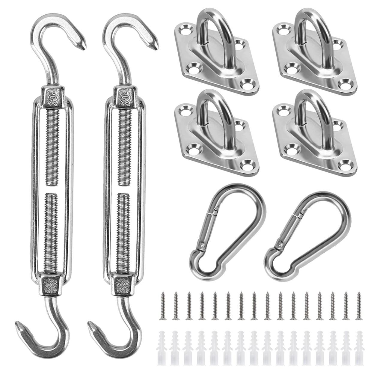 LakeForest"Stainless Steel Sun Shade Sail Hardware Kit for Easy Installation of Rectangular & Square Sails"Silver