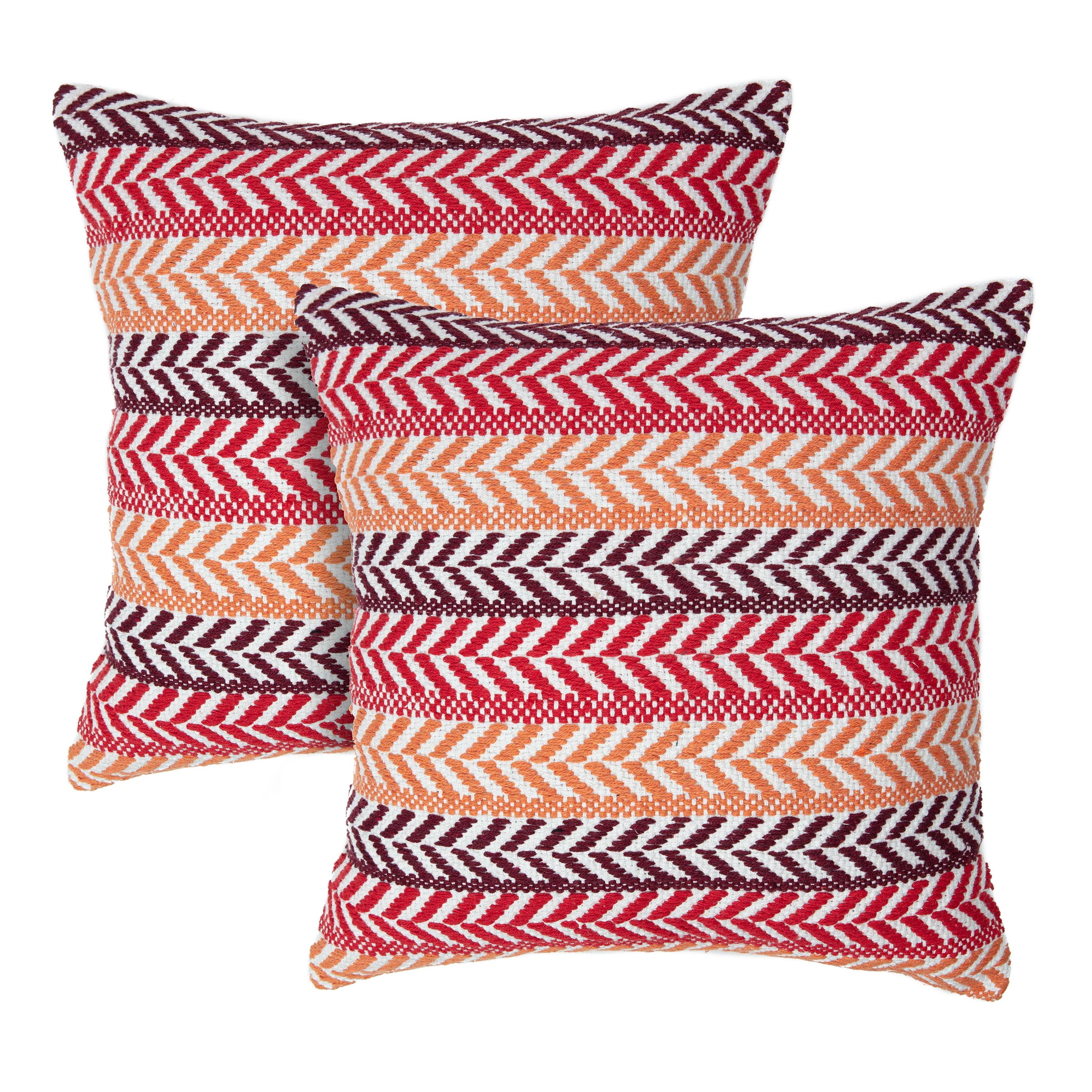 Chanasya 20" Red and Orange Cotton Arrow Pattern Pillow Covers