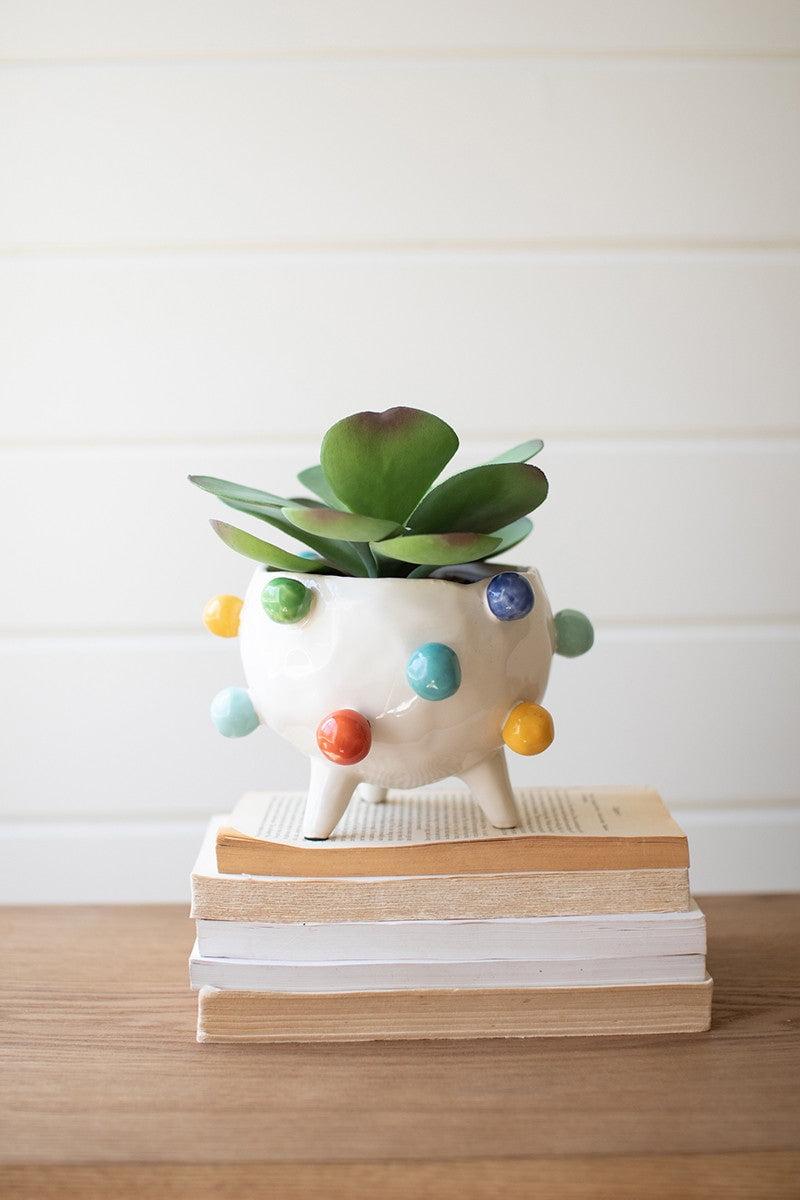 Bubbled Charm Multicolor Ceramic Planter 6.5"D x 4.5"H