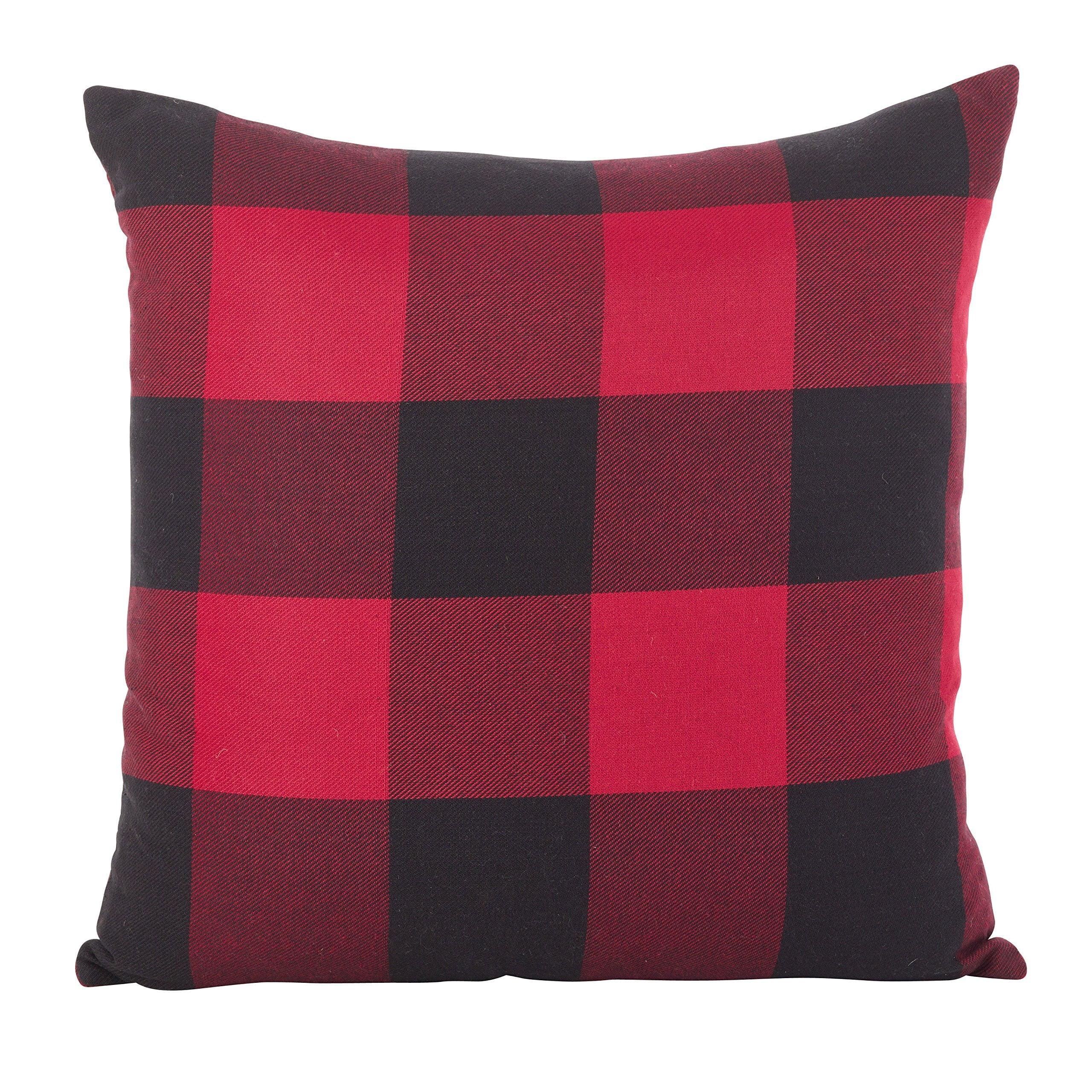 Saro Birmingham Collection Plaid Cotton Reversible Throw Pillow