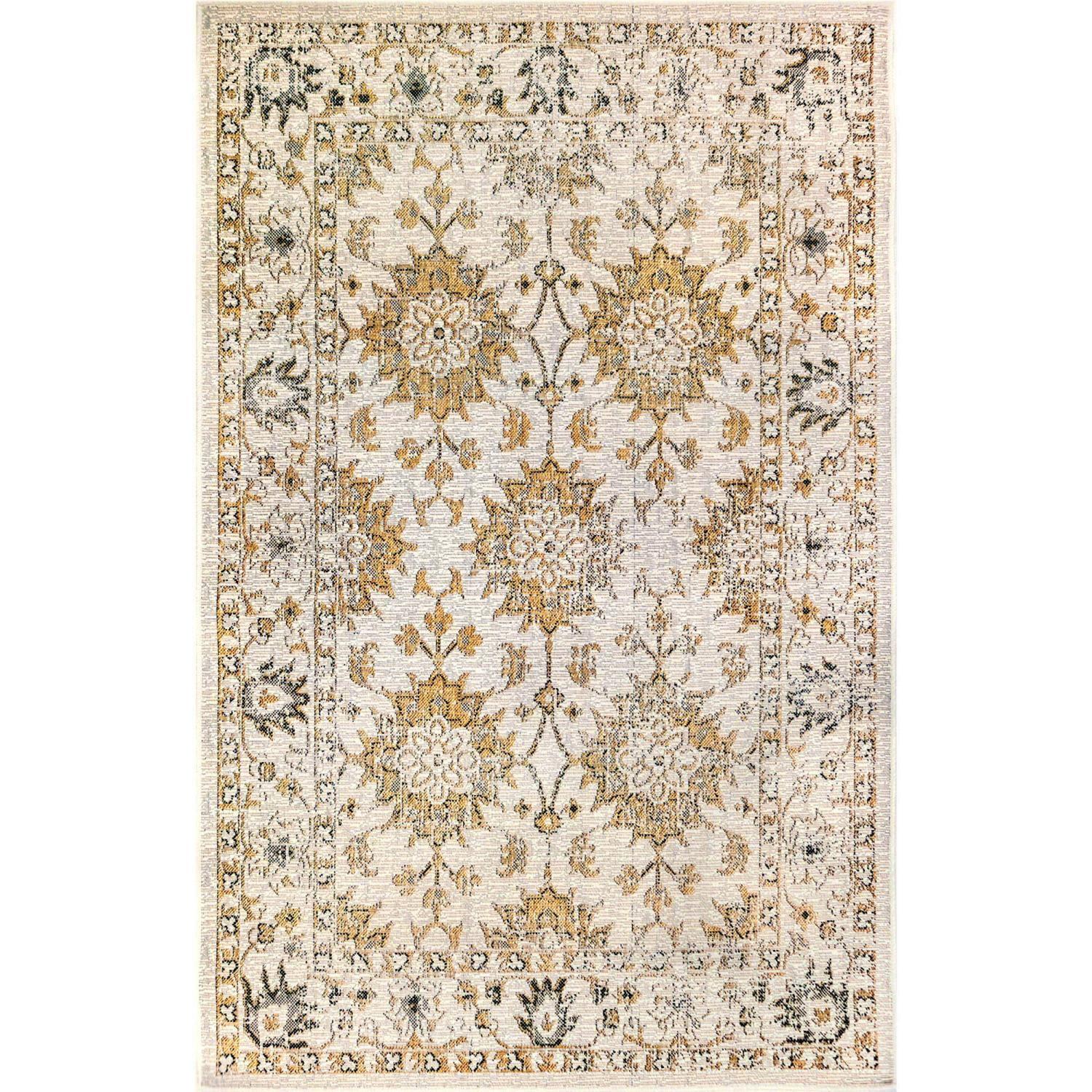 Carmel Vintage Sand Floral Indoor/Outdoor Flatwoven Rug 39"x59"