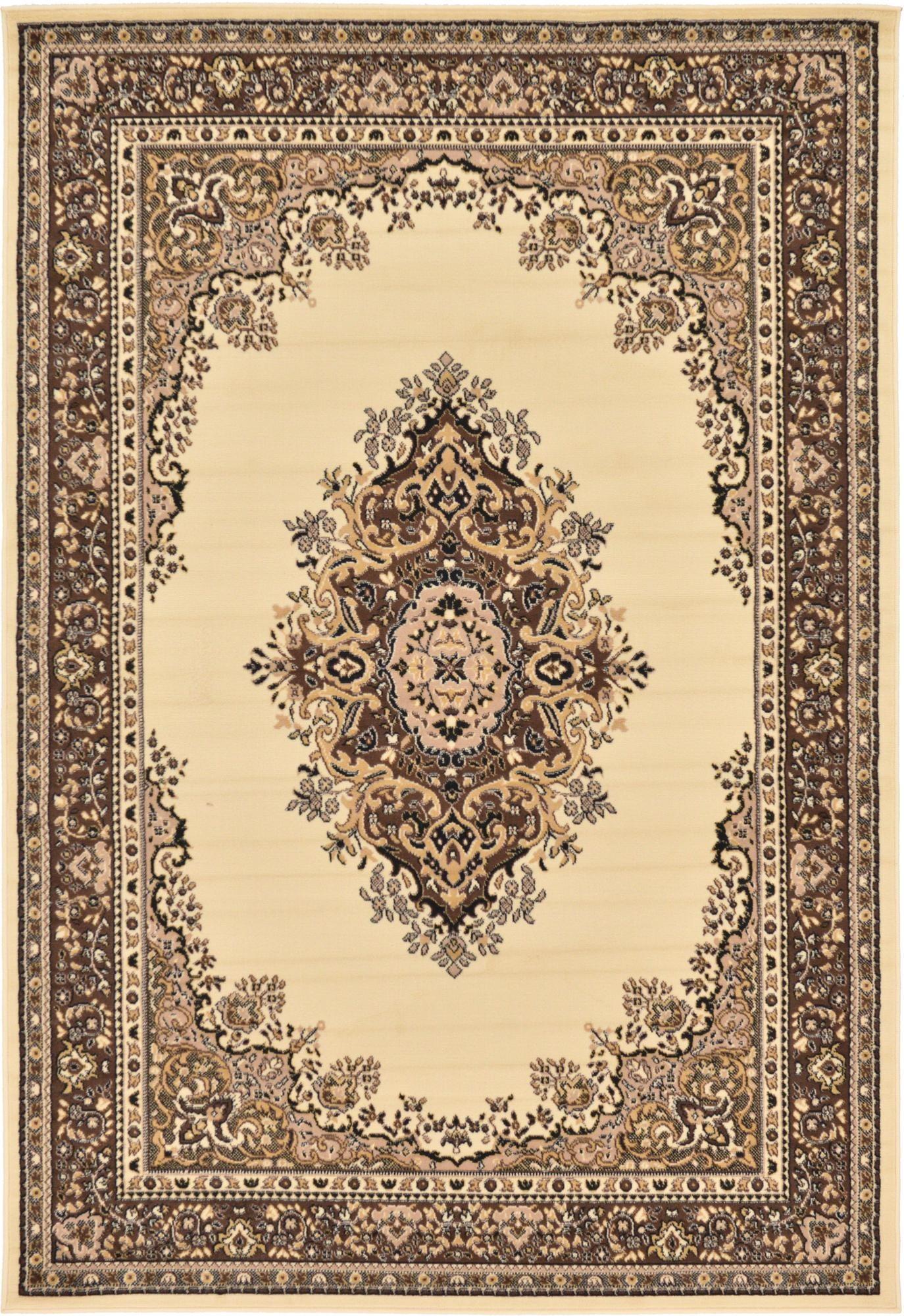 Rugs.com Amaya Collection Rug – 6' x 9' Ivory Medium Rug Perfect For Bedrooms, Dining Rooms, Living Rooms