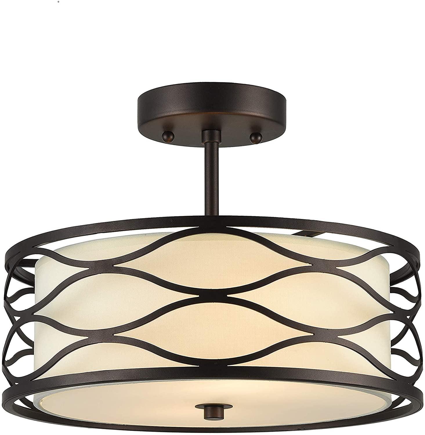 Transitional 13" Round Oil Rubbed Bronze Glass Wall Mount Light