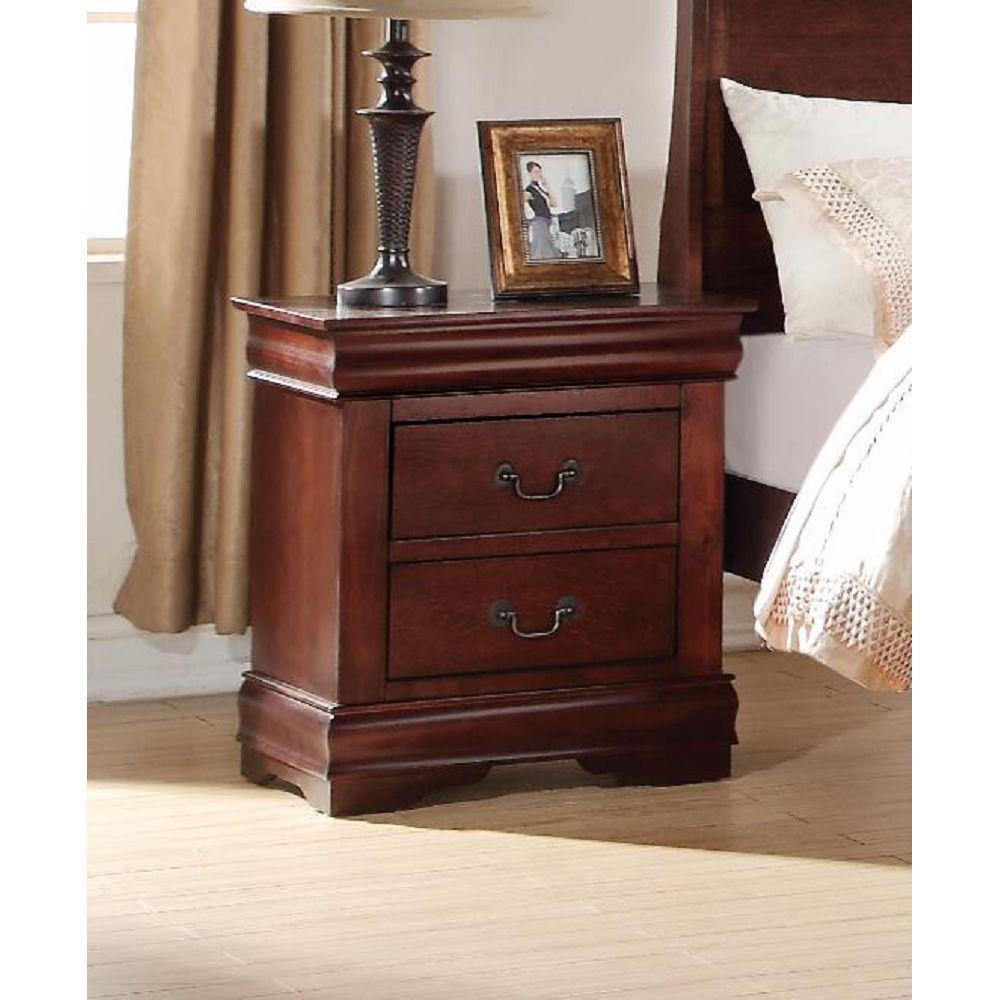 Elegant Cherry Wood Nightstand with Brush Nickel Accents