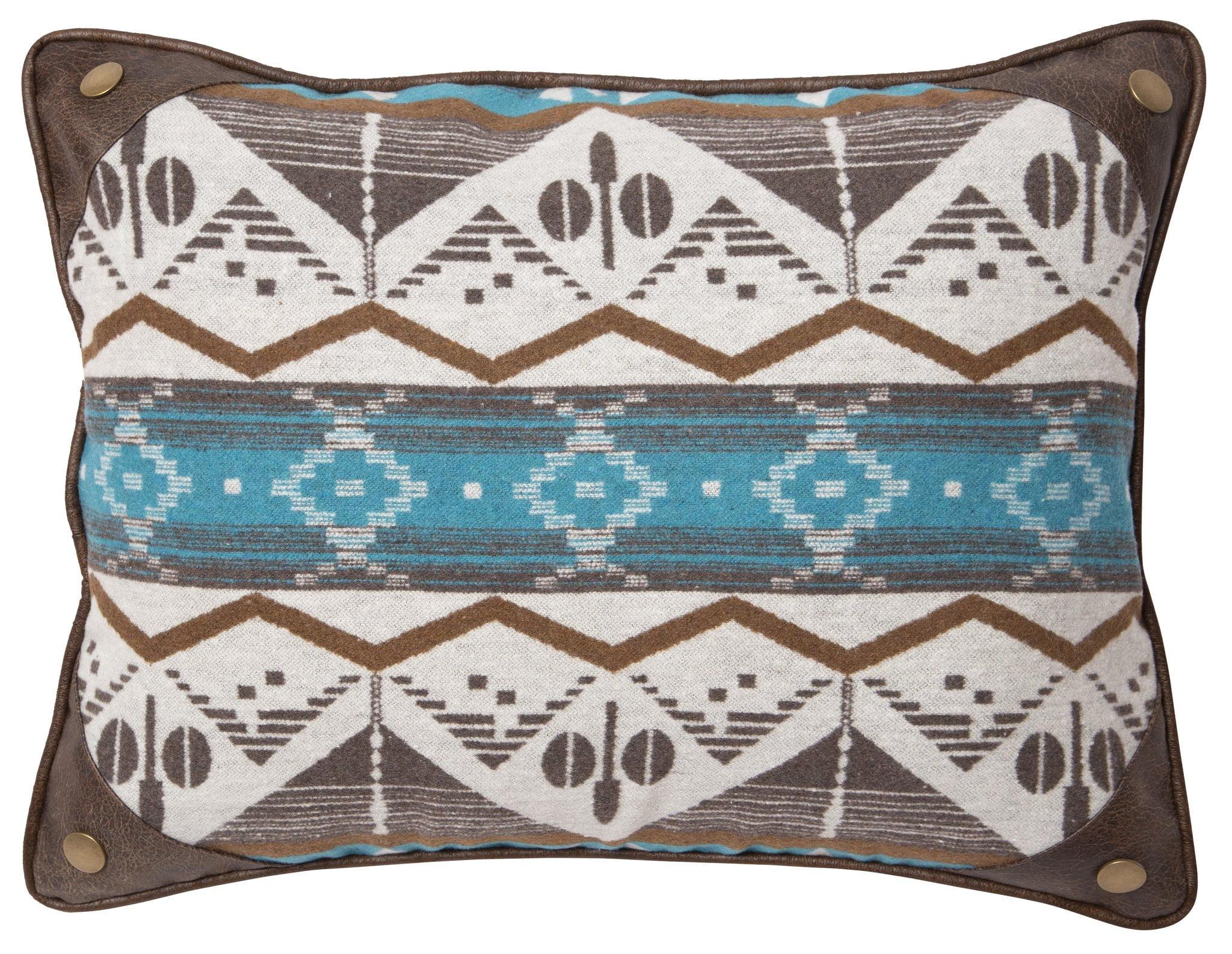 Modern Turquoise Earth Stripe Wool Blend Rectangular Throw Pillow 16"x20"