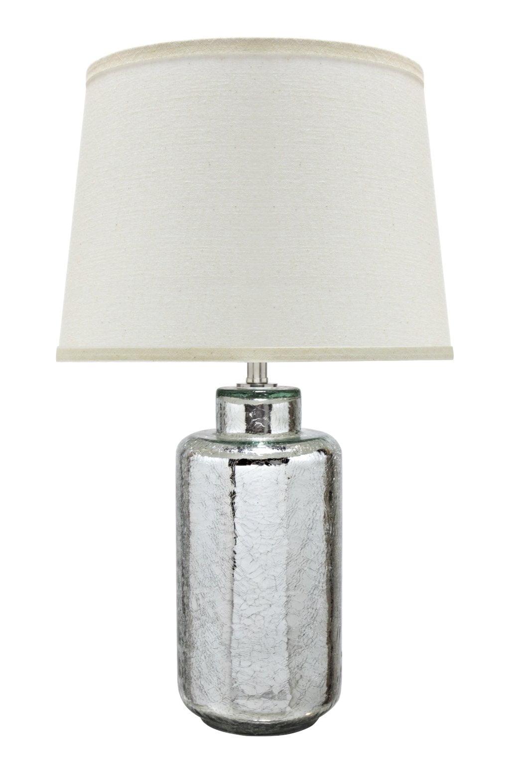 Aspen Creative 40110, 23" High Transitional Glass Table Lamp, Antique Crackle Mercury and Empire Shaped Lamp Shade in Off White, 14" Wide
