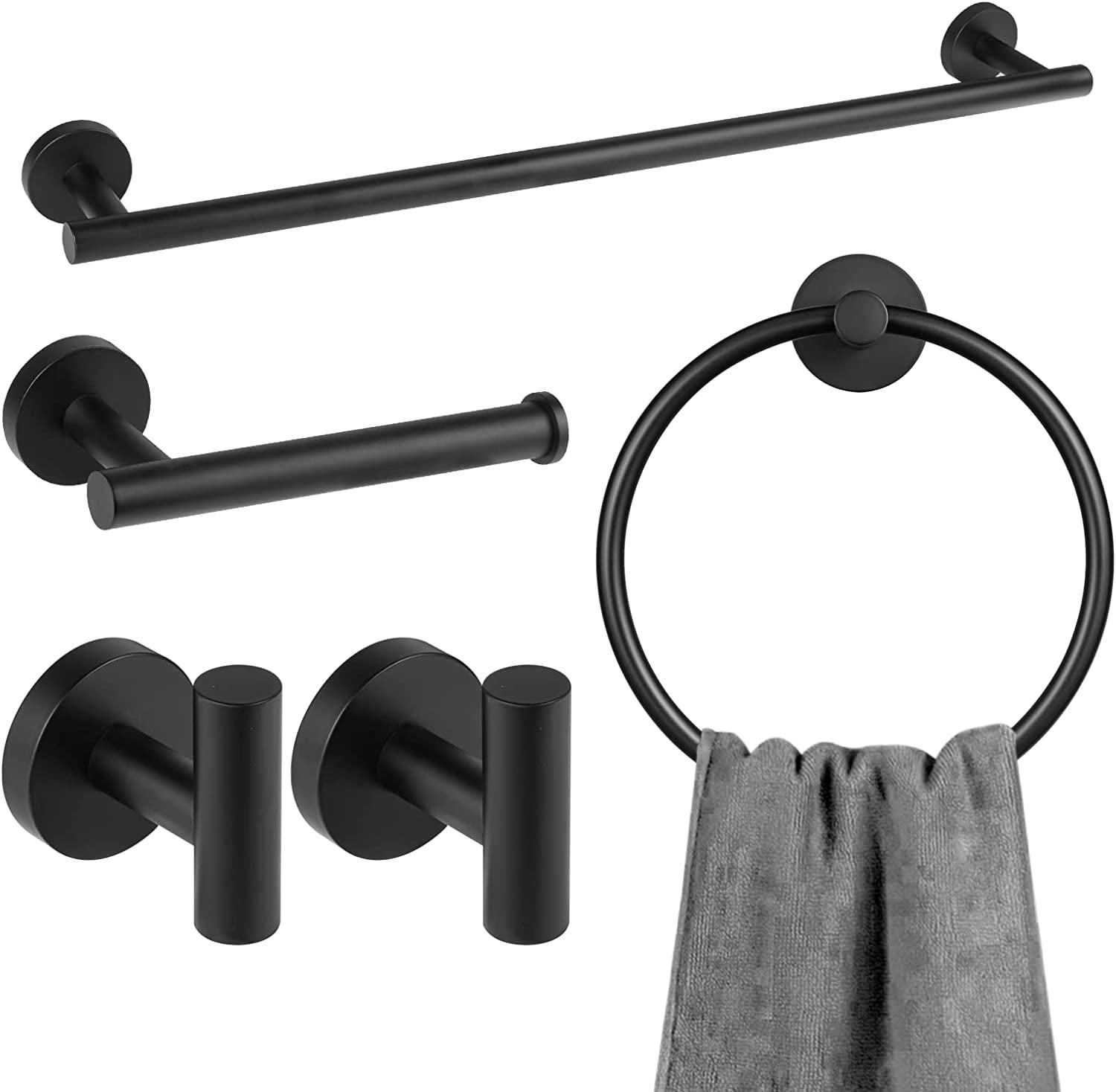 Matte Black and Brushed Gold 5-Piece Bathroom Hardware Set