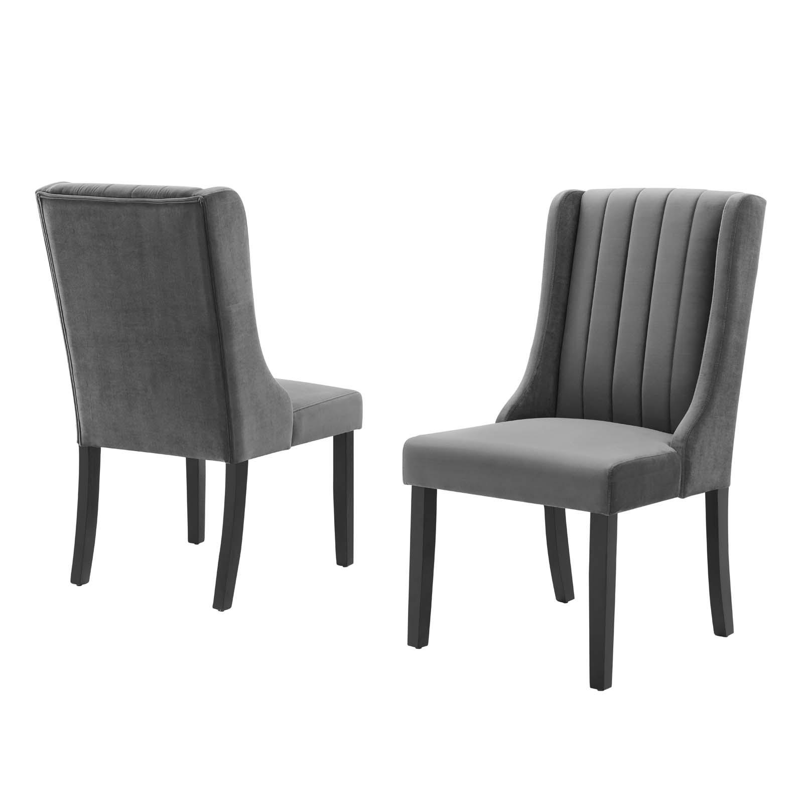 Glam Deco Gray Velvet Upholstered Parsons Side Chair Set