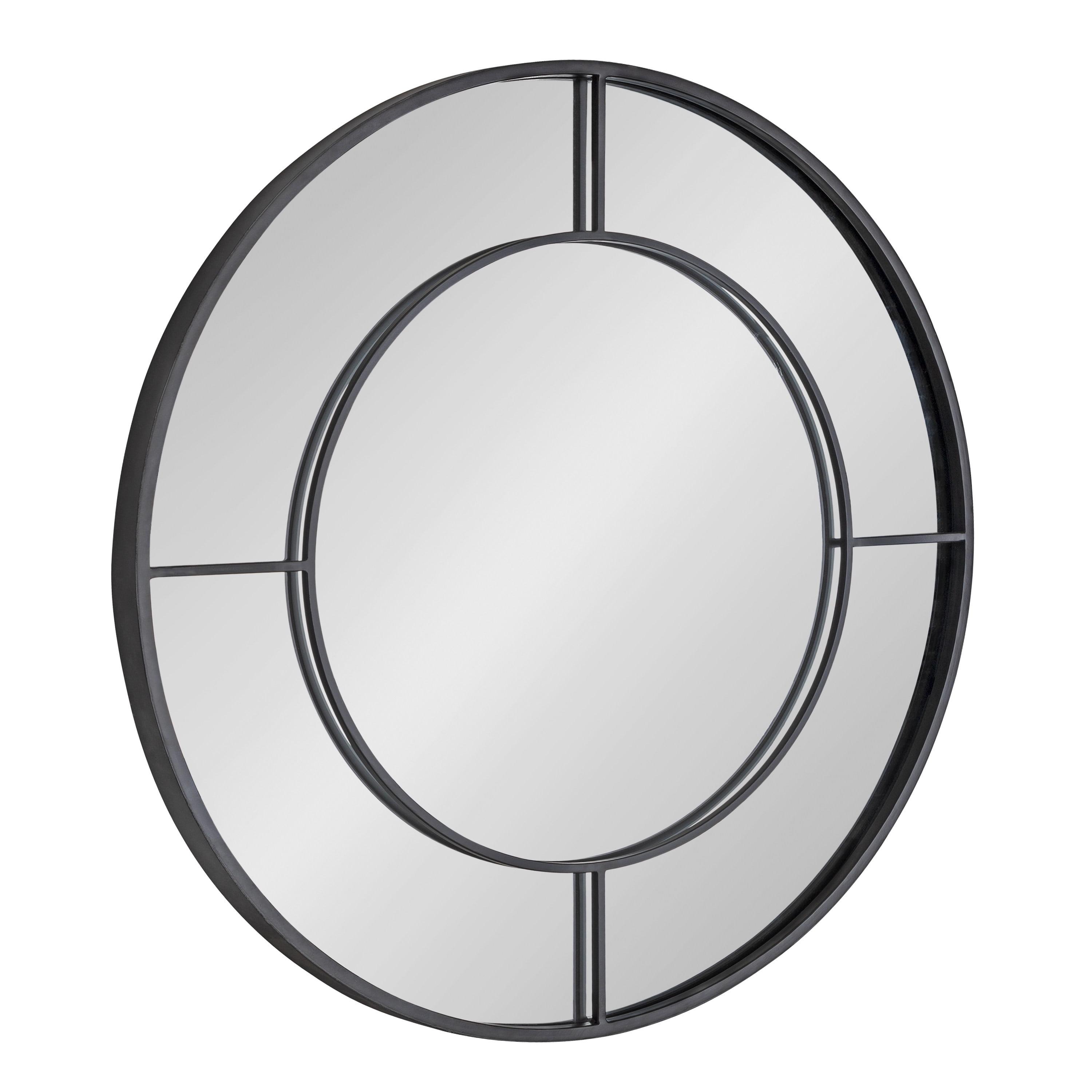 Kaveena 30" Round Black Metal Framed Wall Mirror