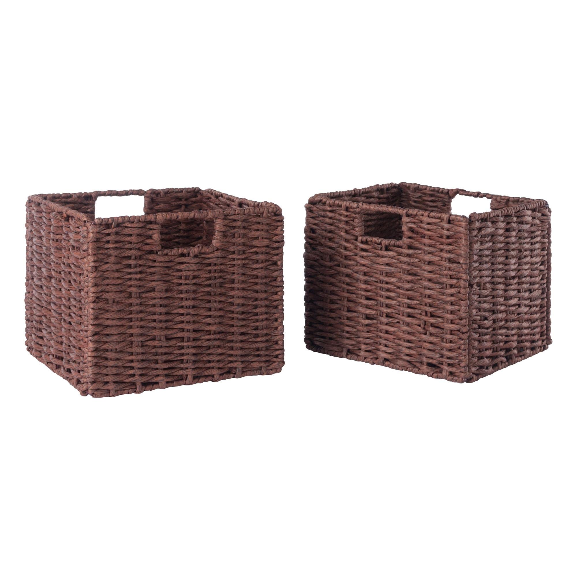 Tessa Transitional Foldable Woven Rope Basket Set in Walnut