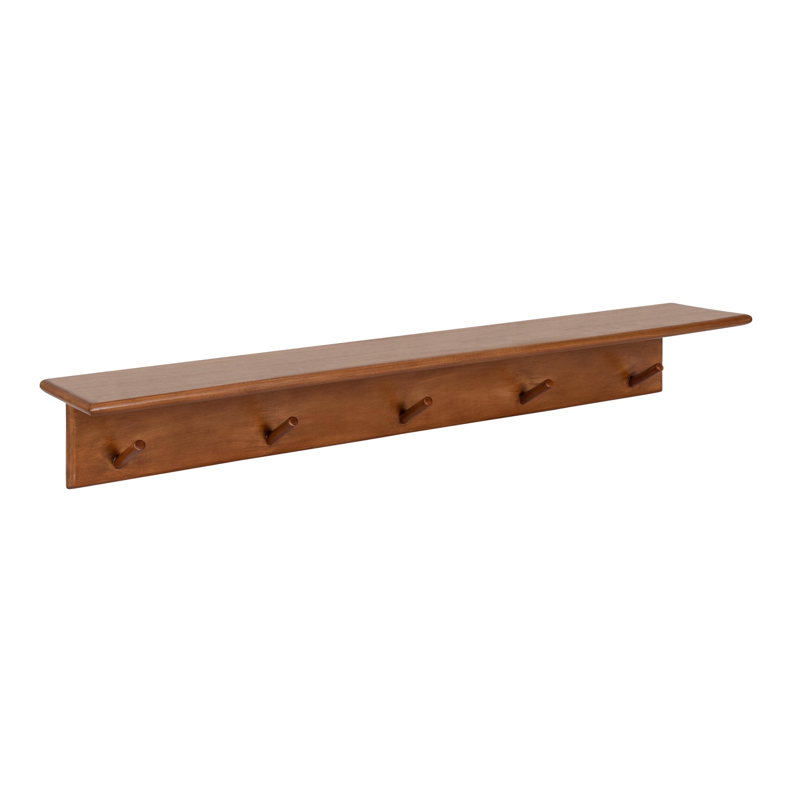 Kate & Laurel All Things Decor 36" x 5" Alta Wood Shelf with 5 Posts Walnut Brown - No Assembly, Includes Mounting Hardware