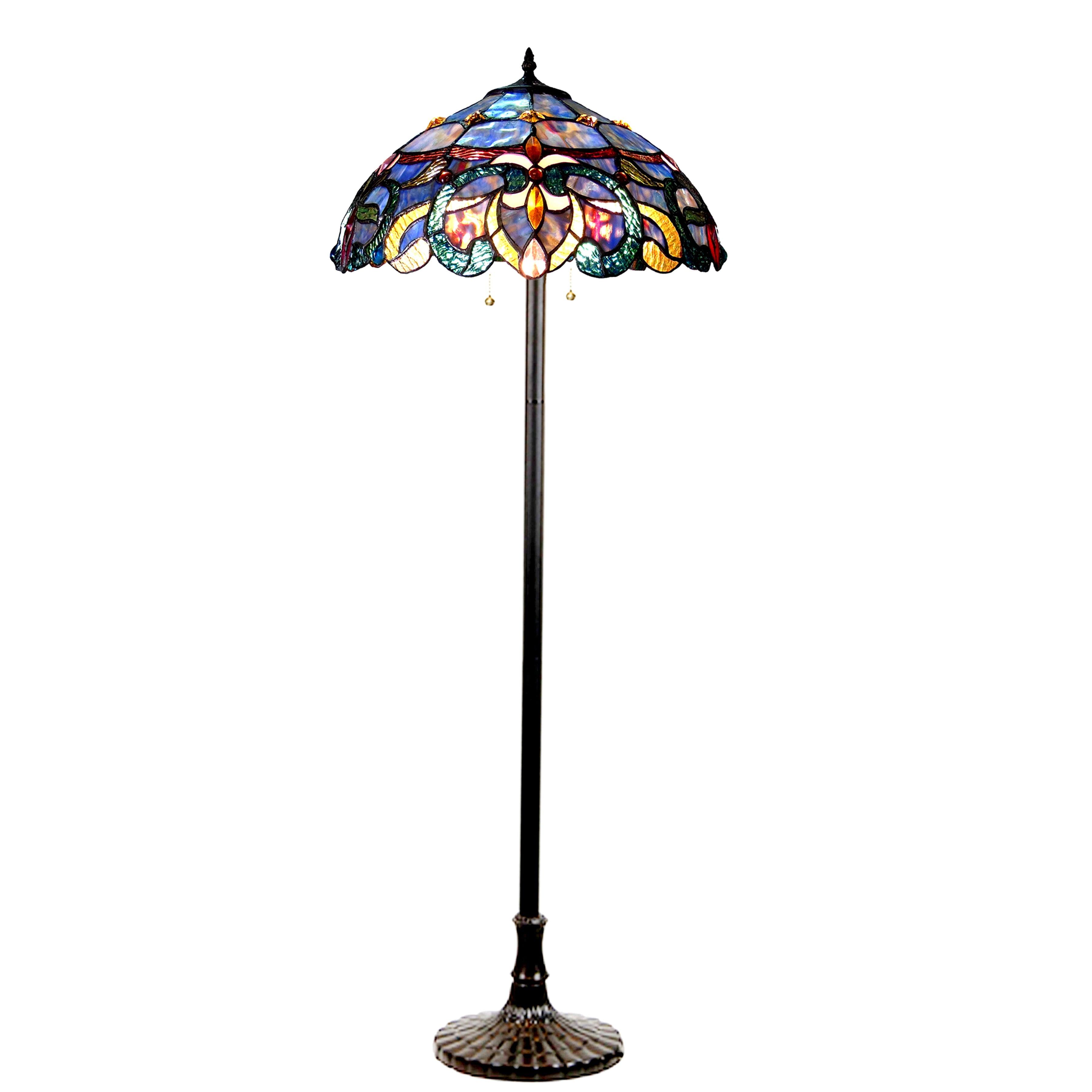 Victorian Elegance Tiffany-Style Blue Stained Glass Floor Lamp