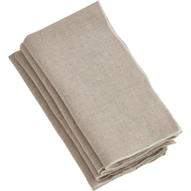 Saro Lifestyle Stitched Border Stonewashed Linen Napkins (Set of 4), Natural, 20" x 20"