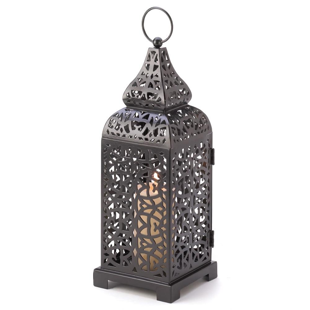 Winter Spellbound Black Iron Moroccan Tabletop Lantern