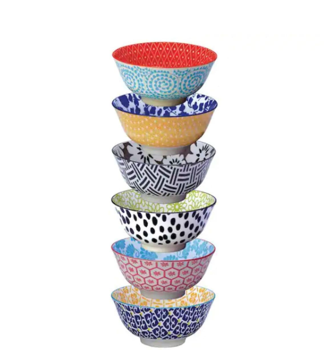 Chelsea Multicolor Ceramic 6.25" Bowls, Set of 6