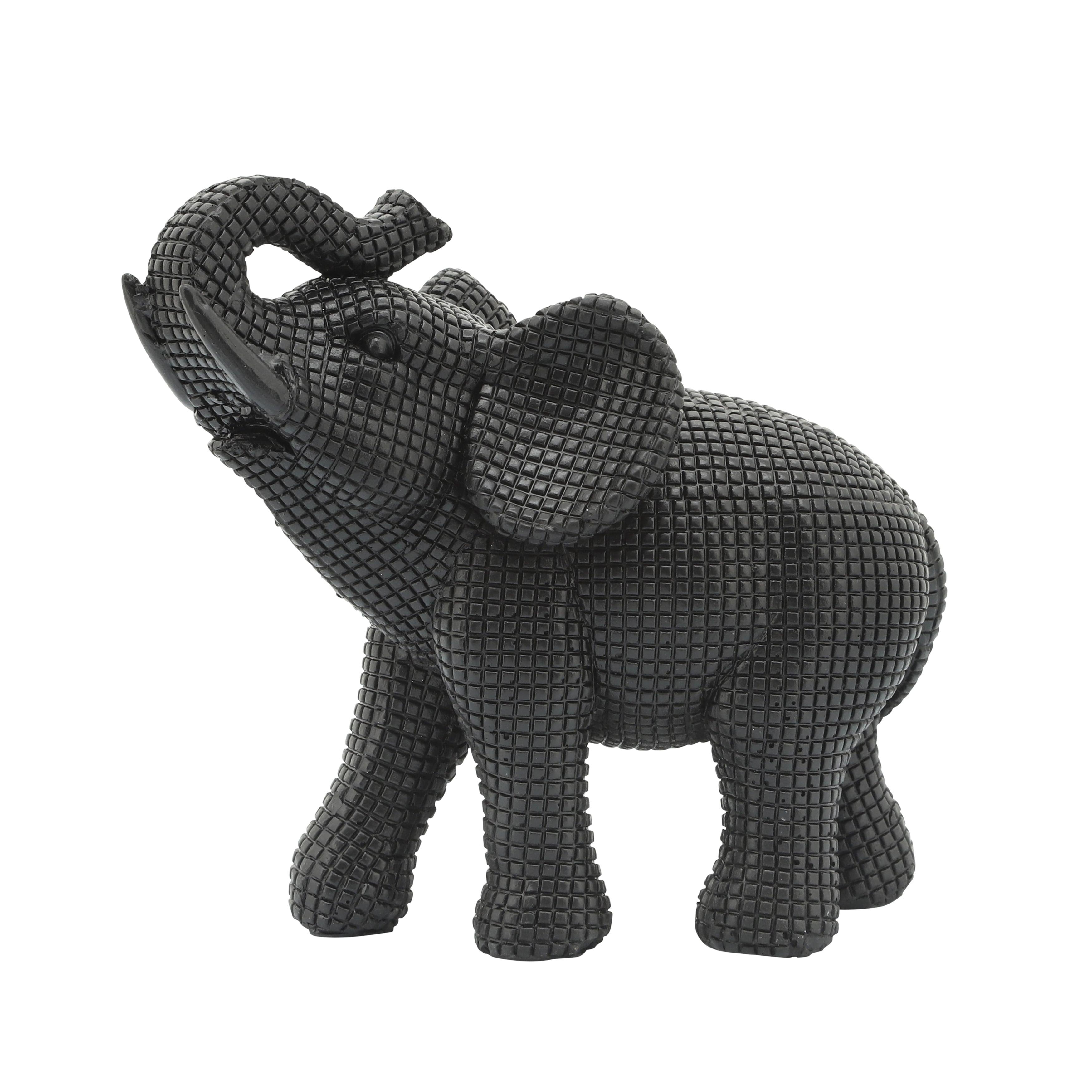 Sagebrook Home 7" Elephant Sculpture - Decorative Polyresin Elephant Statue For Home Decor - Table Accent, Desktop Figurine