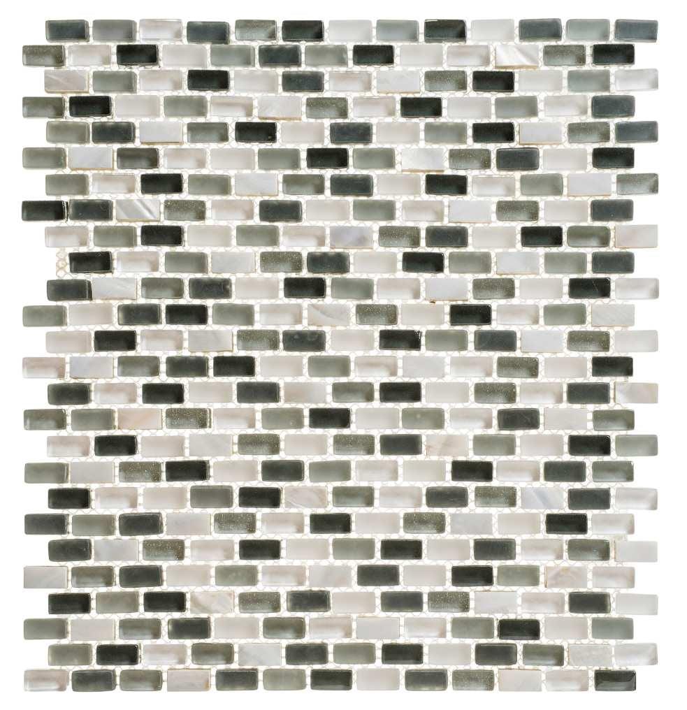 Sarafin Dark Green and Cream Glass Marble Mosaic Tile