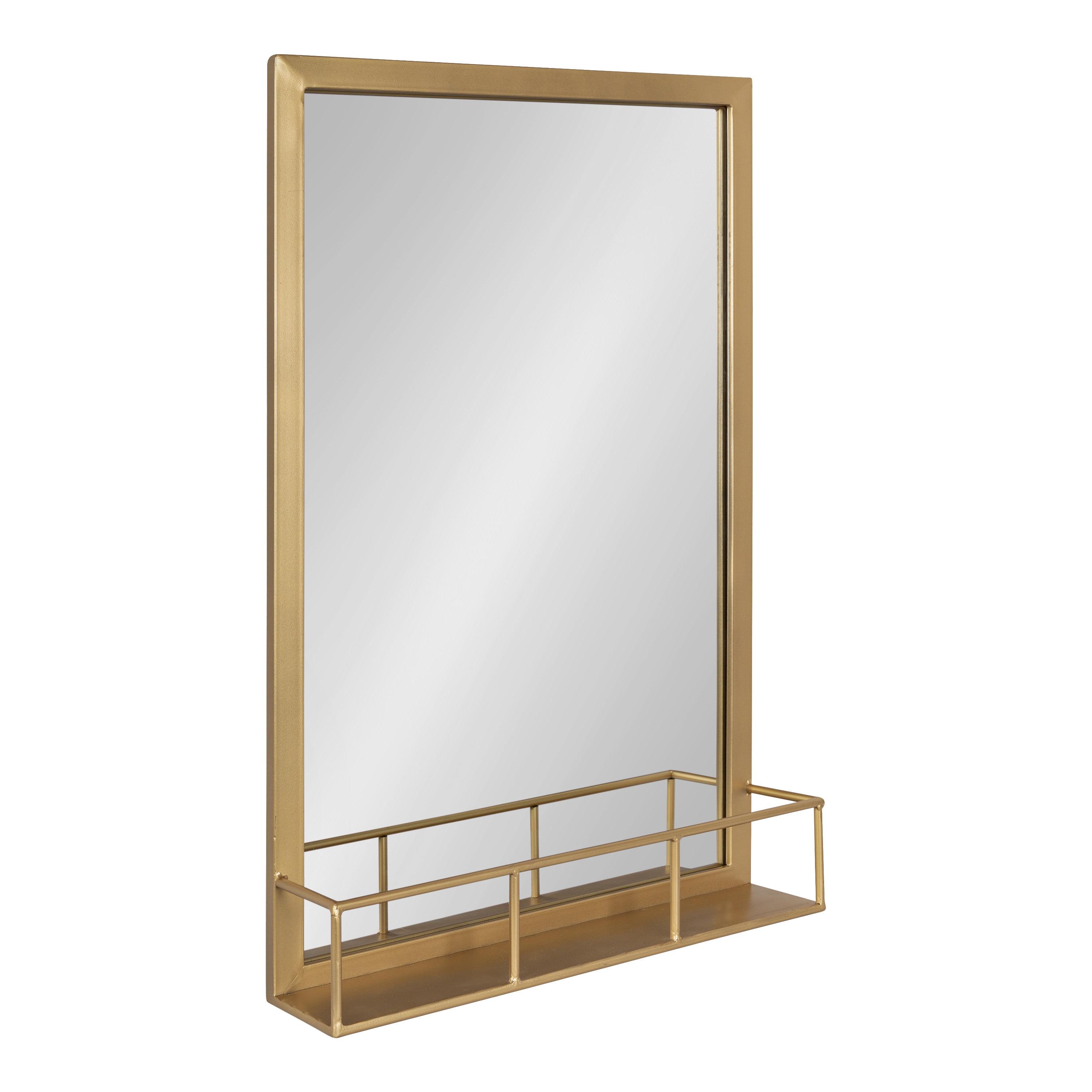 Kate and Laurel Jackson Modern Mirror with Shelf, 20 x 30, Gold, Decorative Mirror with Transitional Style and Additional Storage