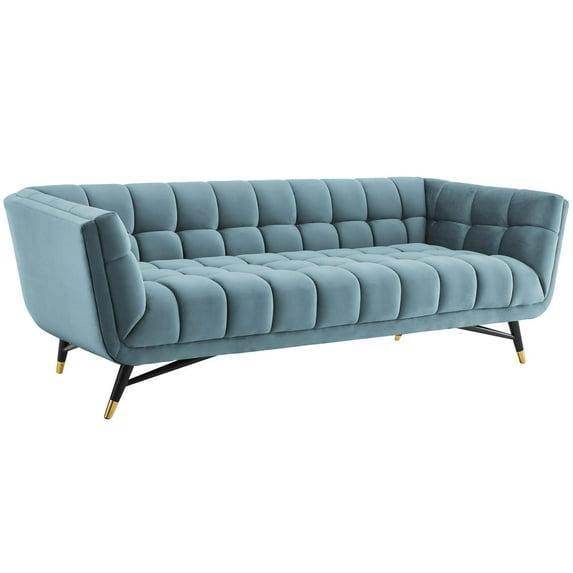 Sofá de Vestíbulo de Salón de Diseño Urbano Moderno y Contemporáneo, Tela de Terciopelo, Azul
