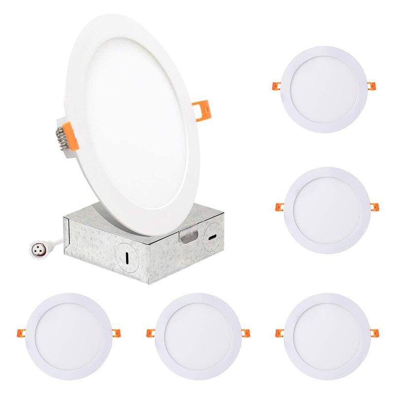 6-Pack Adjustable 6-Inch Round LED Recessed Lighting Kit