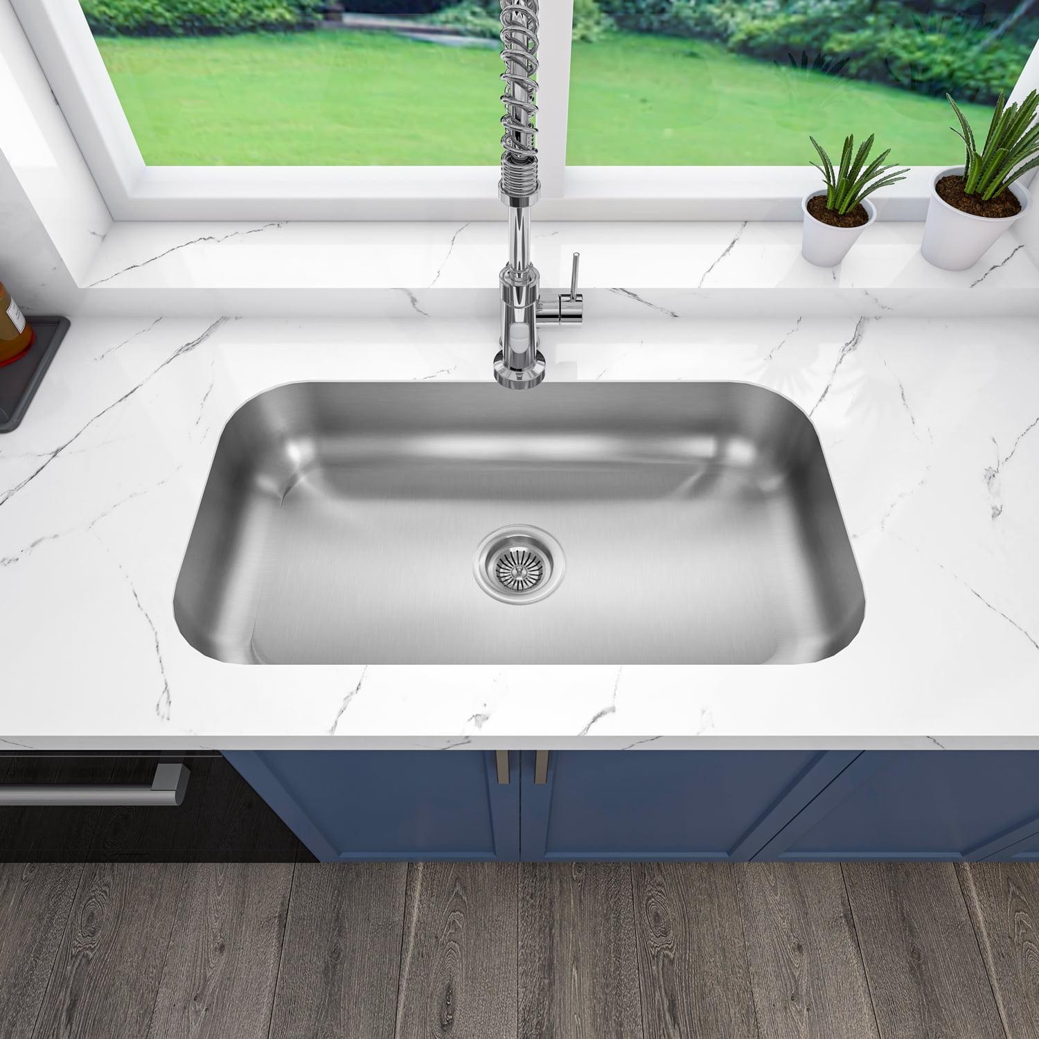 Sinber 30" x 18" Undermount Single Bowl Kitchen Sink with 18 Gauge 304 Stainless Steel Satin Finish