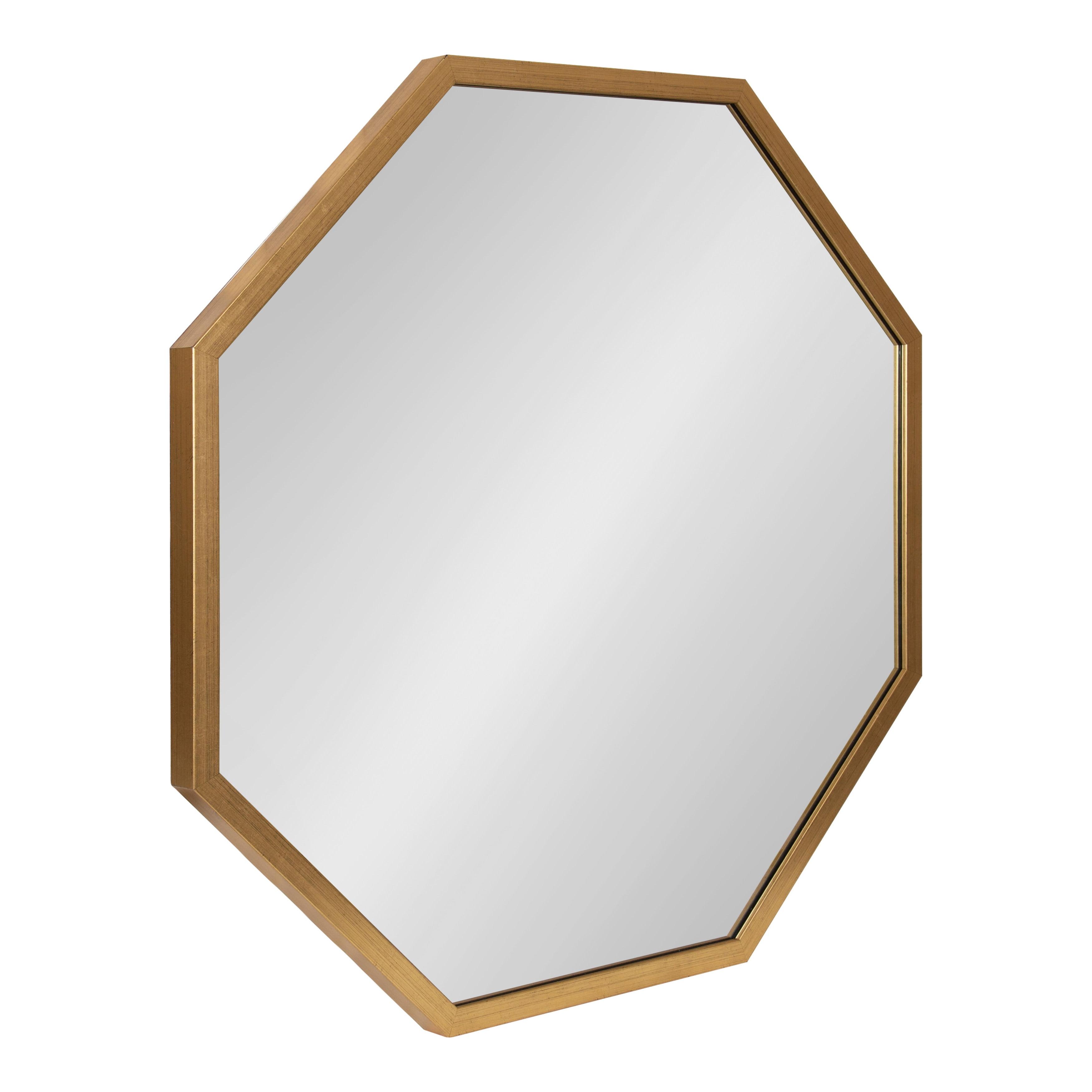 Gold Octagon Geometric Framed Wall Mirror, 28 x 28