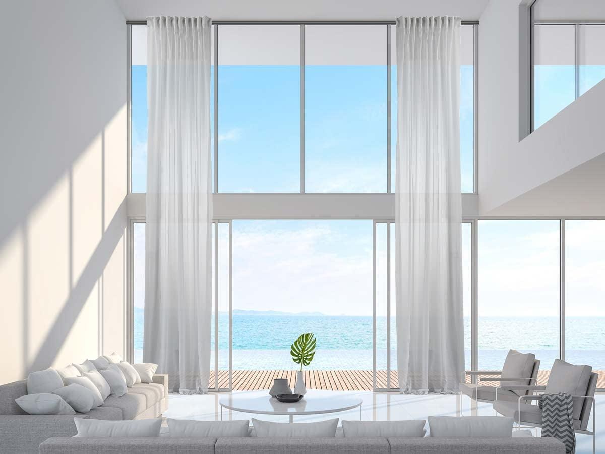 Extra Wide & Extra Long Faux Silk Crep Chifon Sheer Curtain Panels (Set of 2)