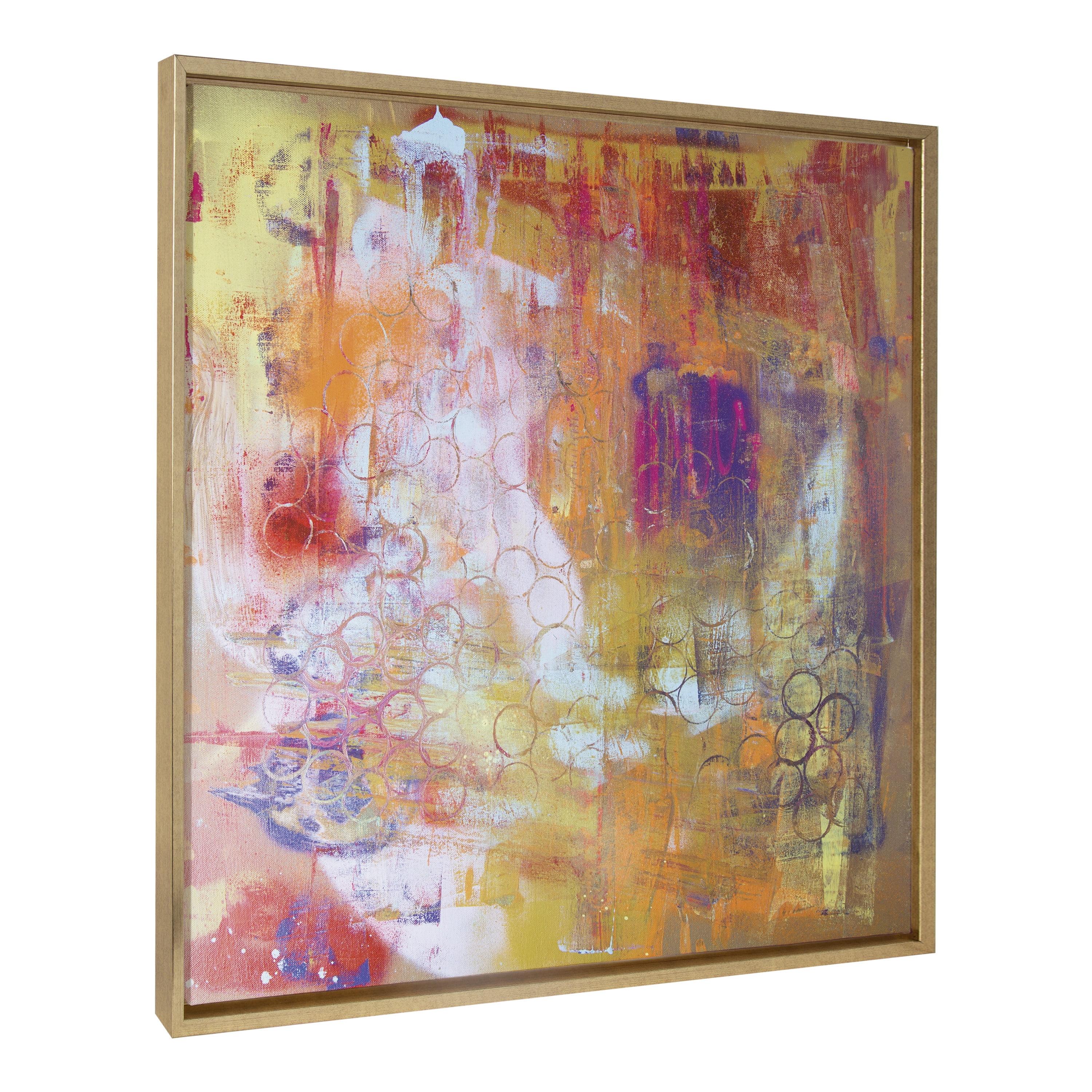 Kate and Laurel Sylvie Changes Framed Canvas by Grant Mahr, 30x30, Bright Gold