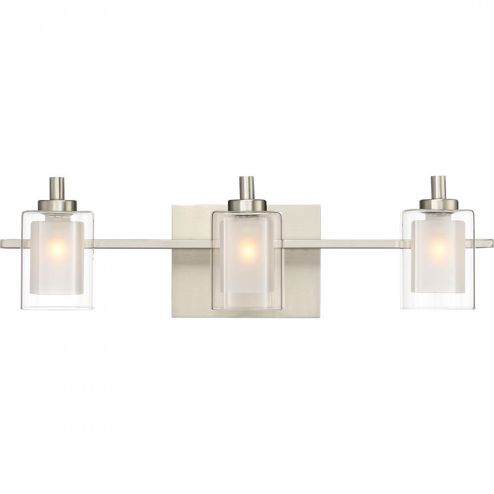 Elegant Brushed Nickel 21" LED Vanity Wall Light with Dimmable Frosted Bulbs