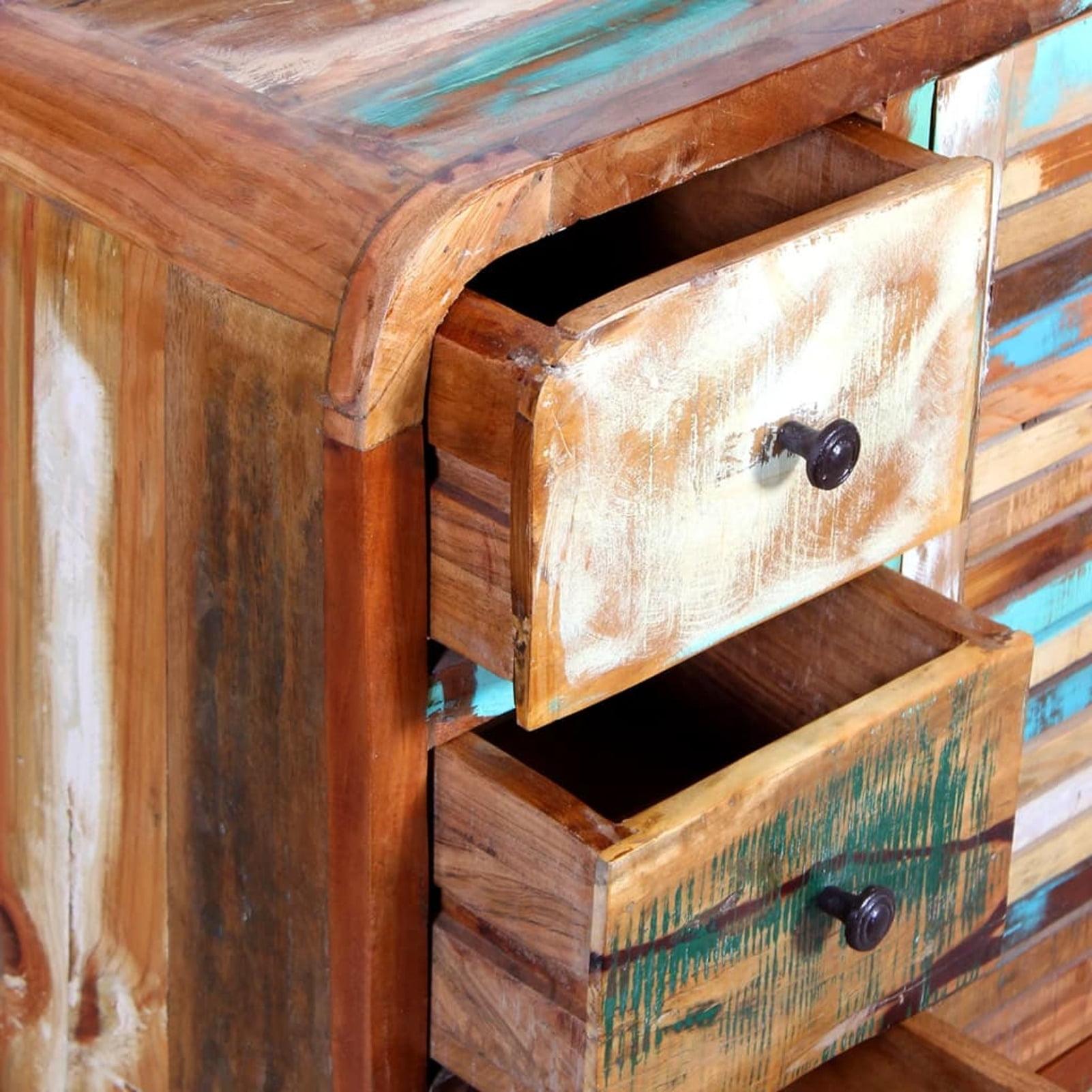 Multicolor Solid Reclaimed Wood Sideboard with 3 Drawers