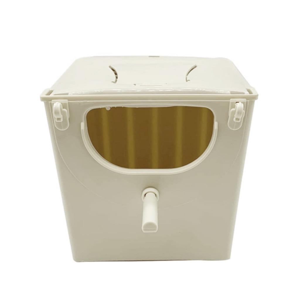Off-White Plastic Parakeet Nesting Box with Perch