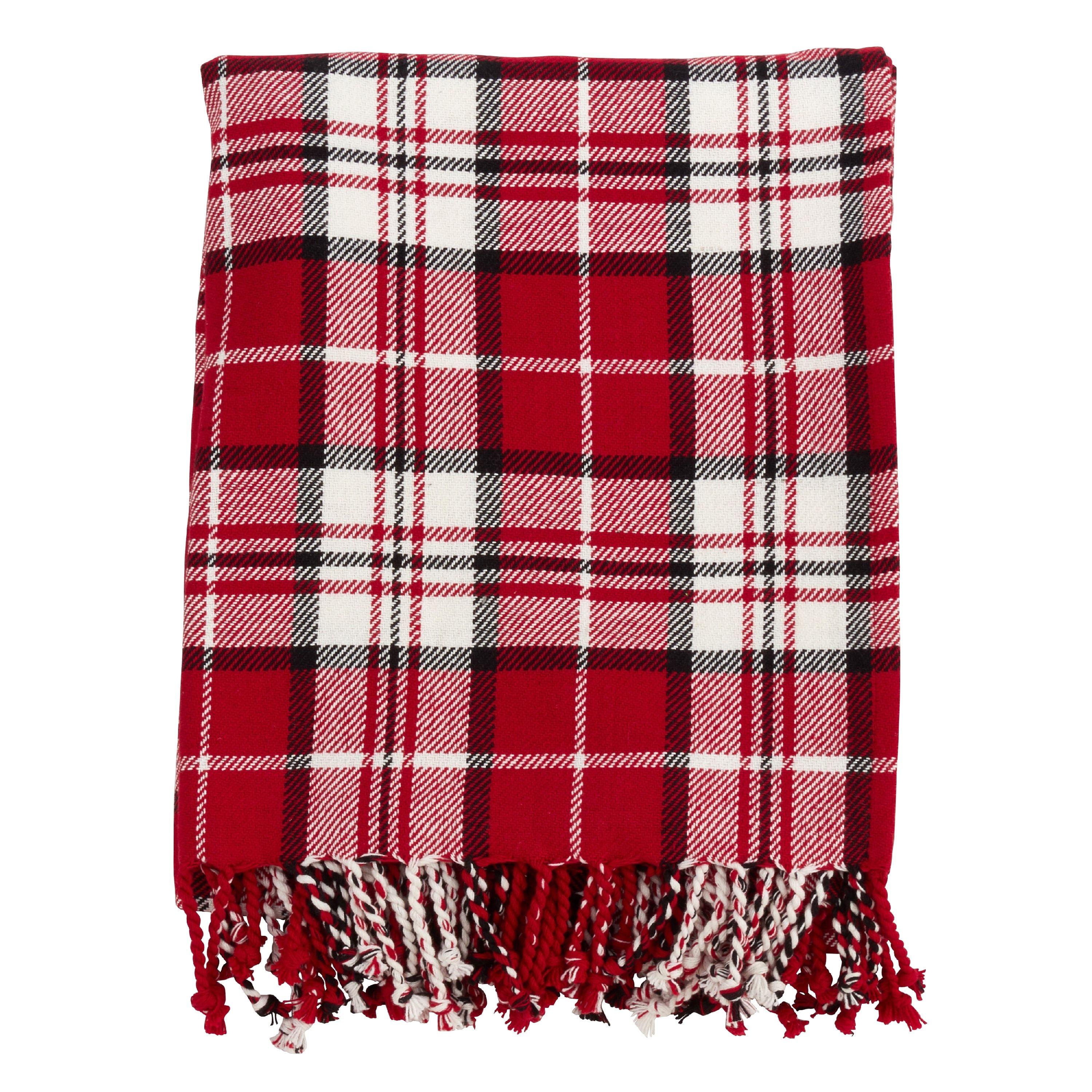 Classic Red Plaid 100% Cotton 50" x 60" Throw Blanket