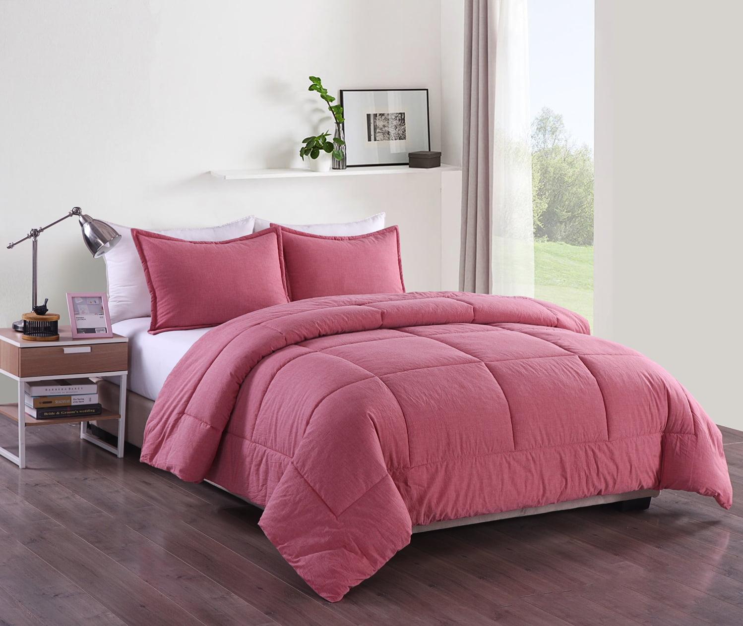 Twin Red Cotton Down Alternative Comforter Set