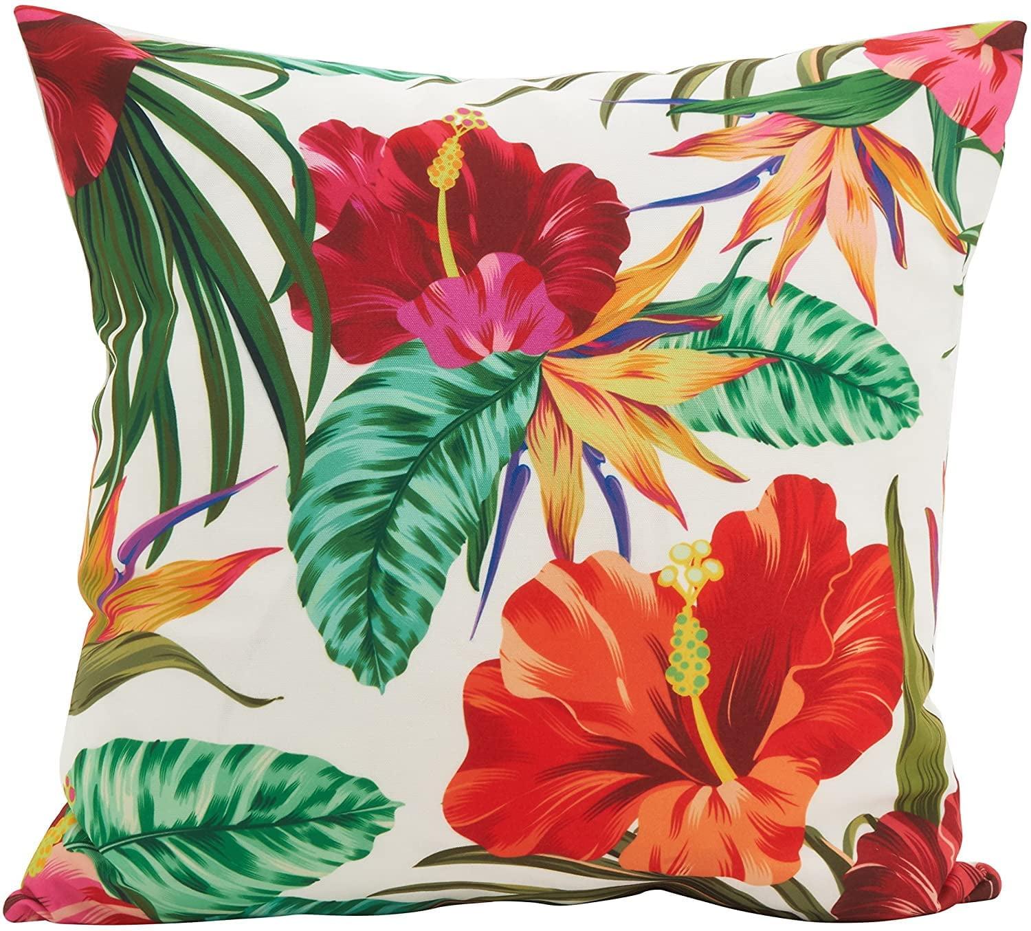 Tropical Floral Poly Filled Square Throw Pillow