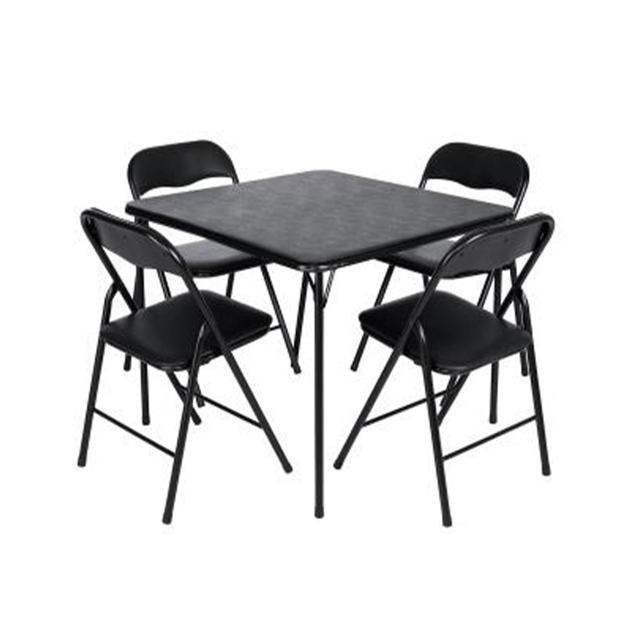 Peakform 5 Piece Folding Vinyl Tables and Chairs with Easy Cleaning and Storage for Home Use, Indoor Spaces, and Office, Black