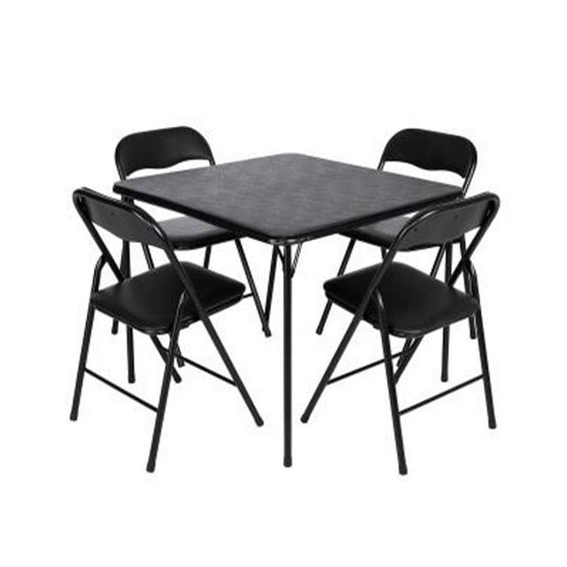 Peakform 5 Piece Folding Vinyl Tables and Chairs with Easy Cleaning and Storage for Home Use, Indoor Spaces, and Office, Black