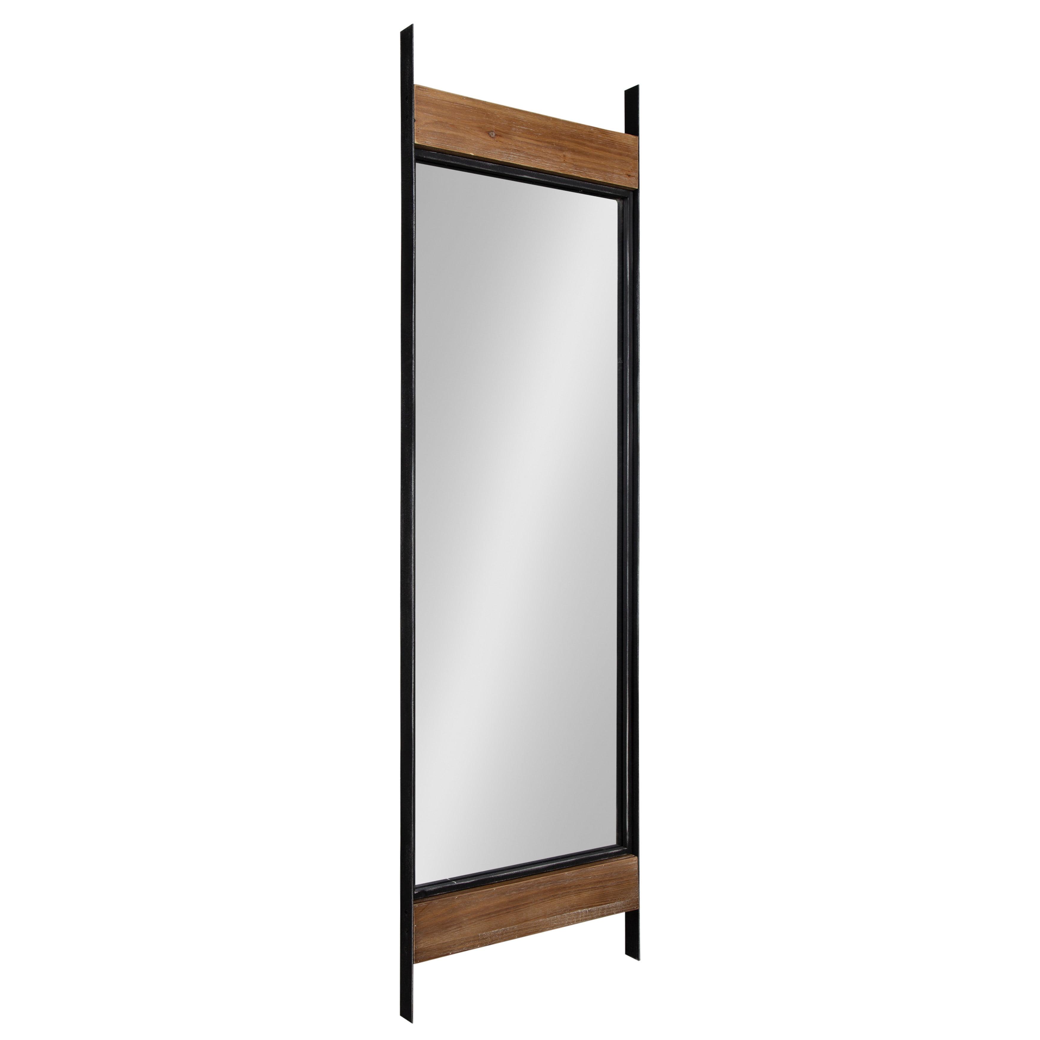 Rustic Brown Full Length Wood and Metal Leaner Mirror