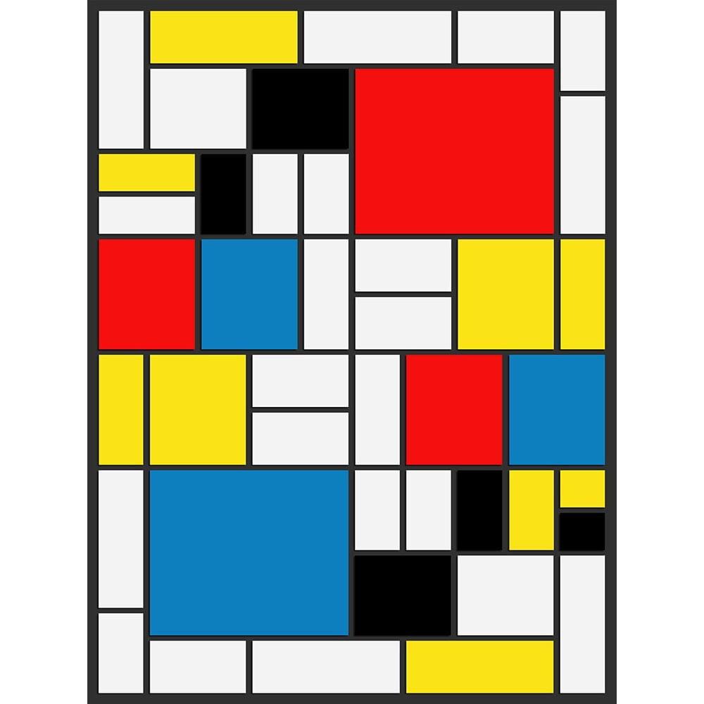 Mondrian Inspired Abstract Cubes and Rectangles Unframed Wall Art Print