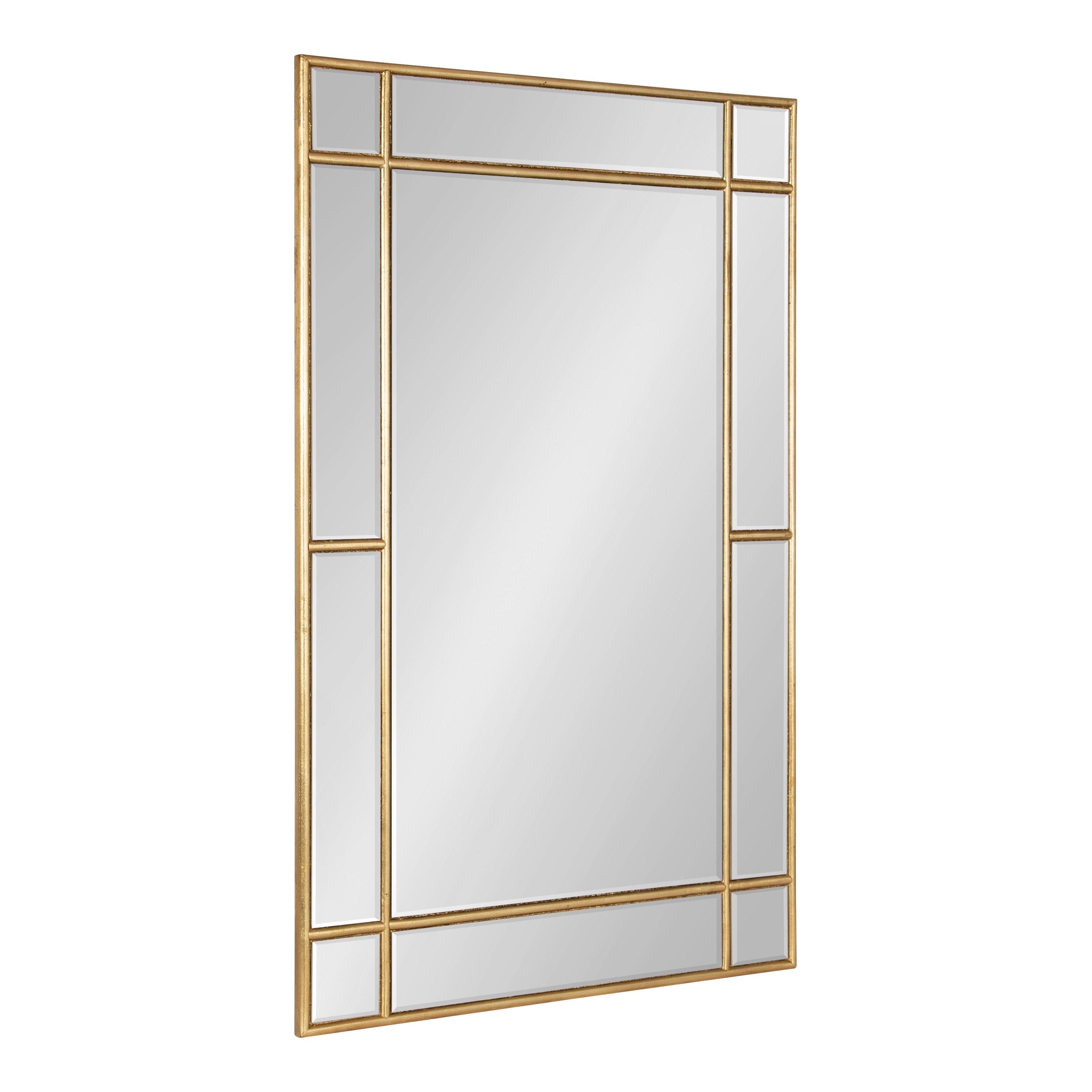 Kate and Laurel Westgate Transitional Windowpane Rectangle Wall Mirror, 24 x 36, Gold, Sophisticated Modern Glam Window Rectangular Framed Mirror for Wall Decor