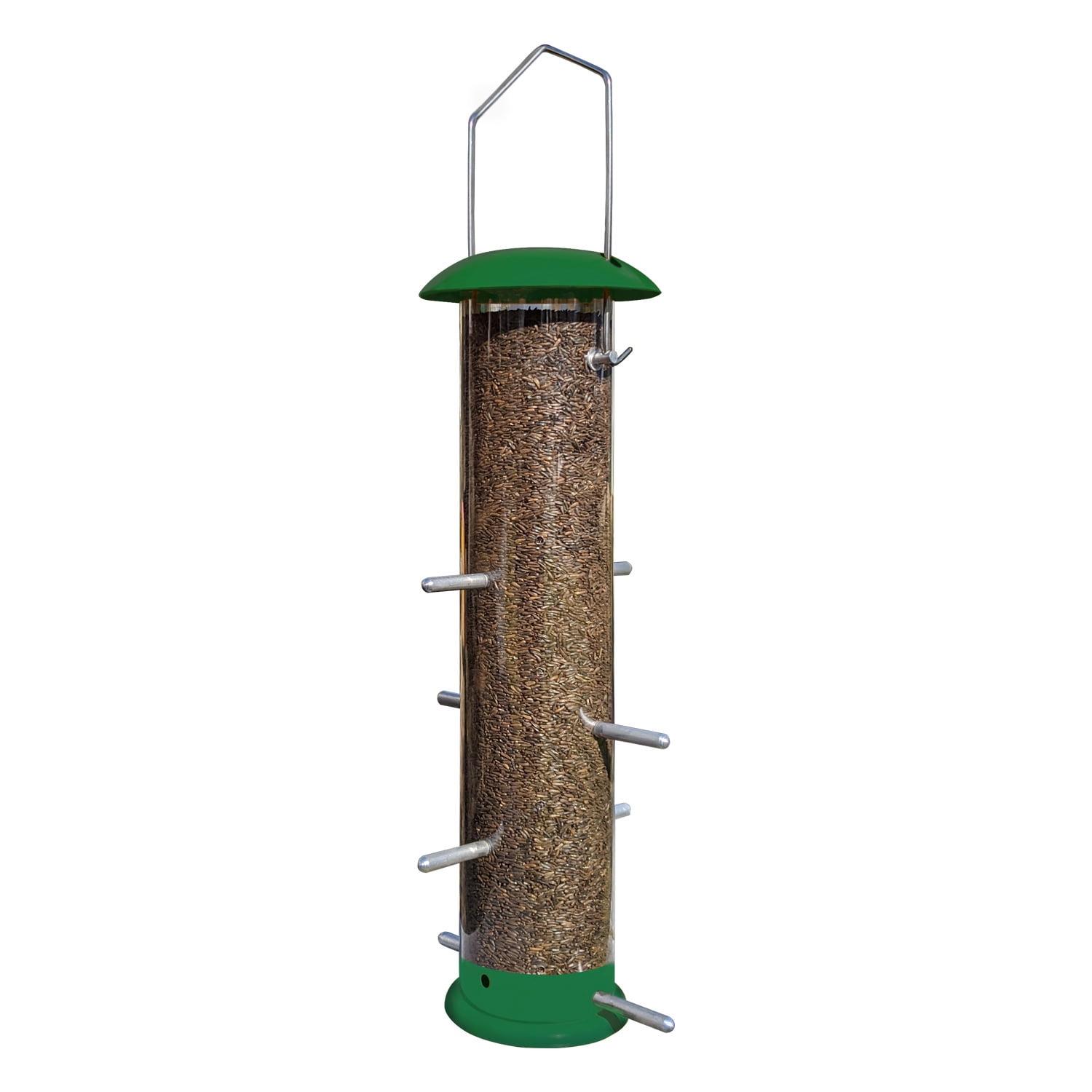 Green Metal and Plastic Hanging Finch Bird Feeder