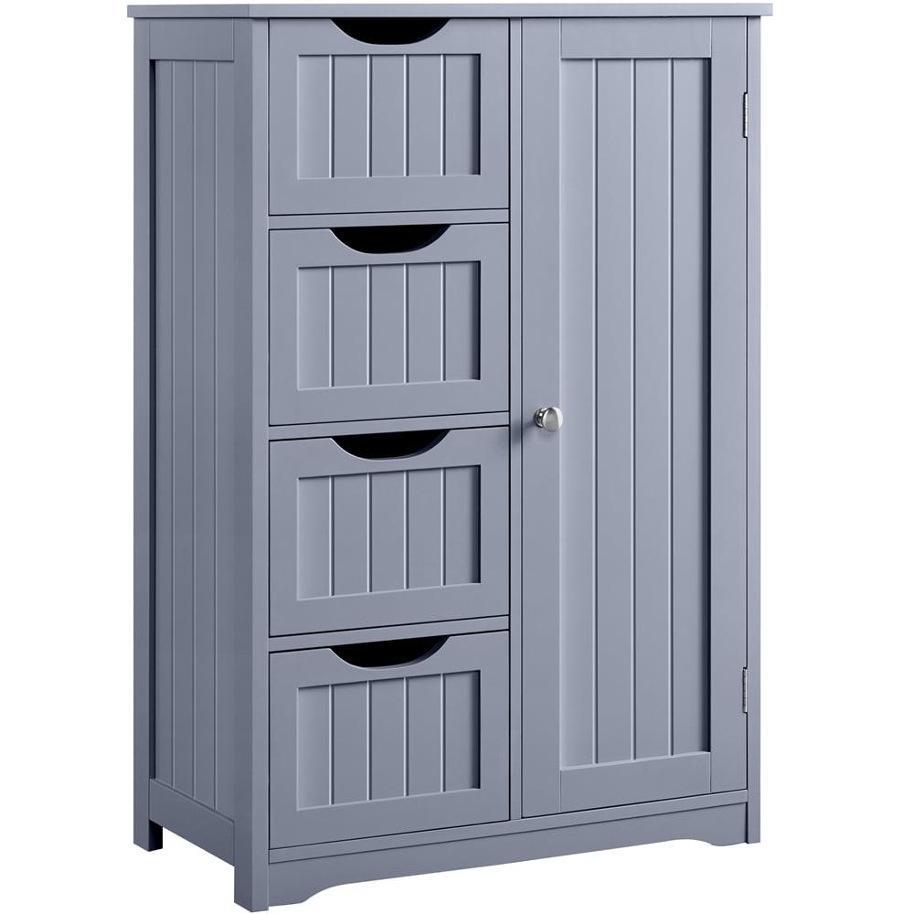 Yaheetech Wooden Bathroom Floor Cabinet with 4 Drawers Gray