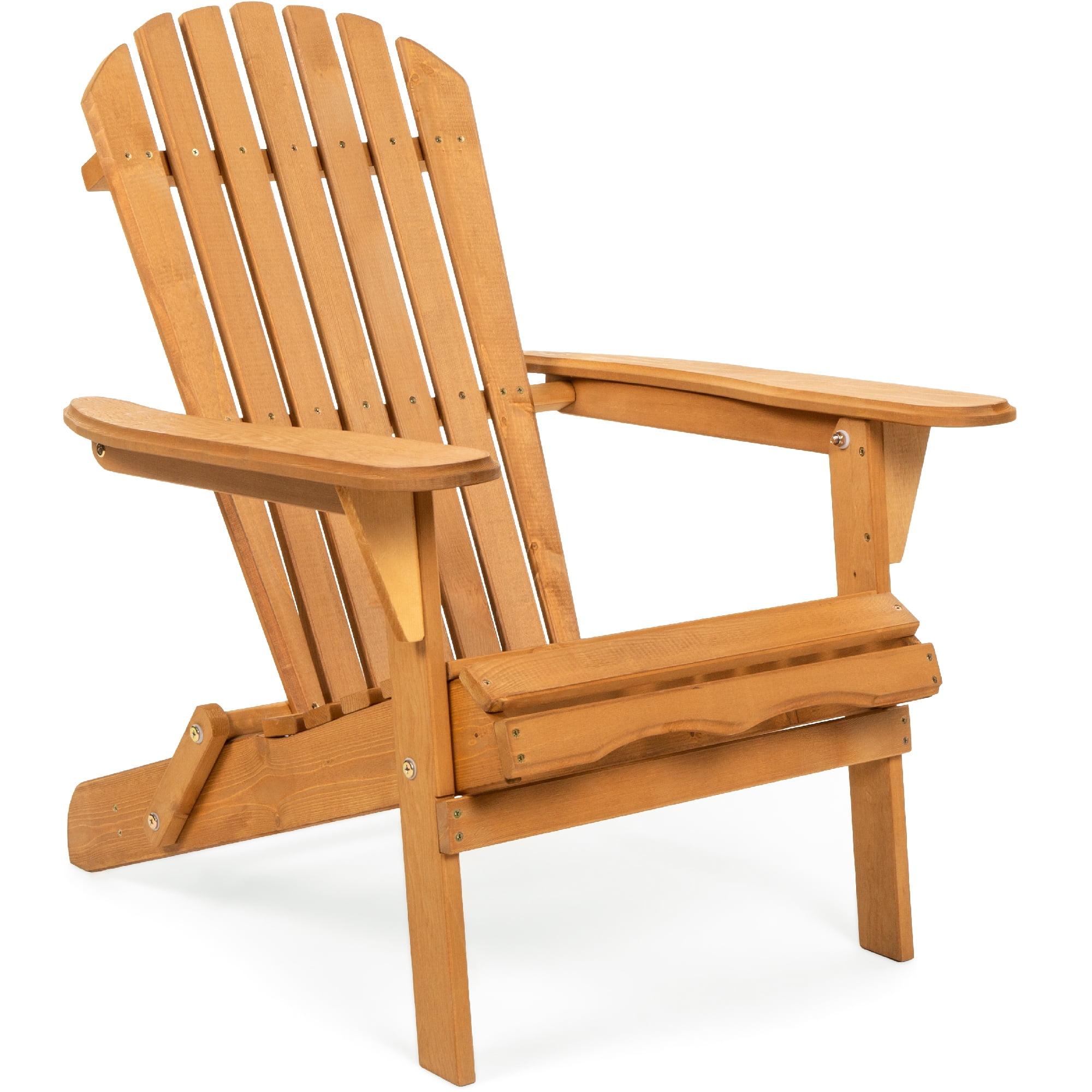 Natural Hemlock Wood Folding Adirondack Lounge Chair