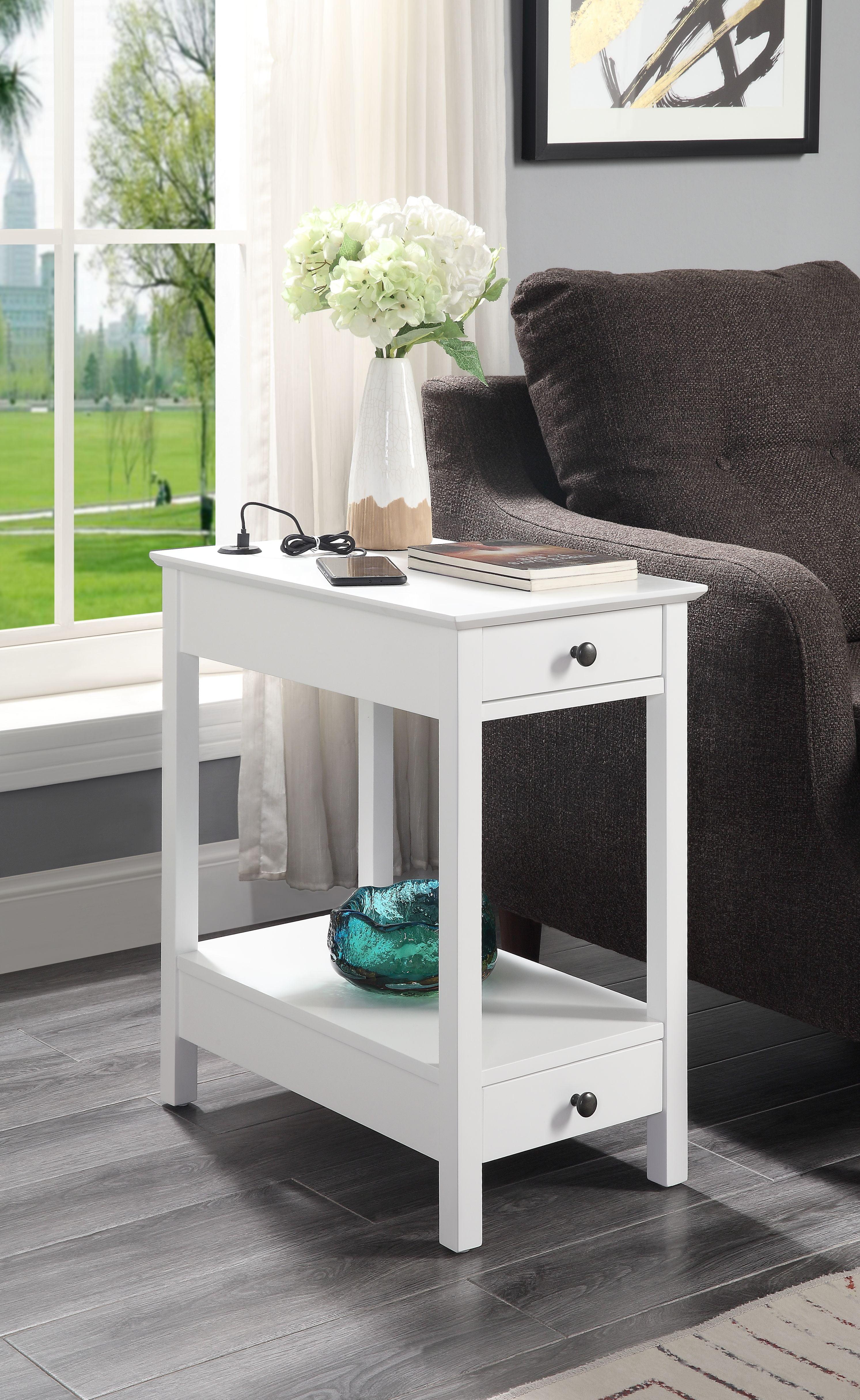 ACME Byzad Accent Table with USB Charging Dock in White