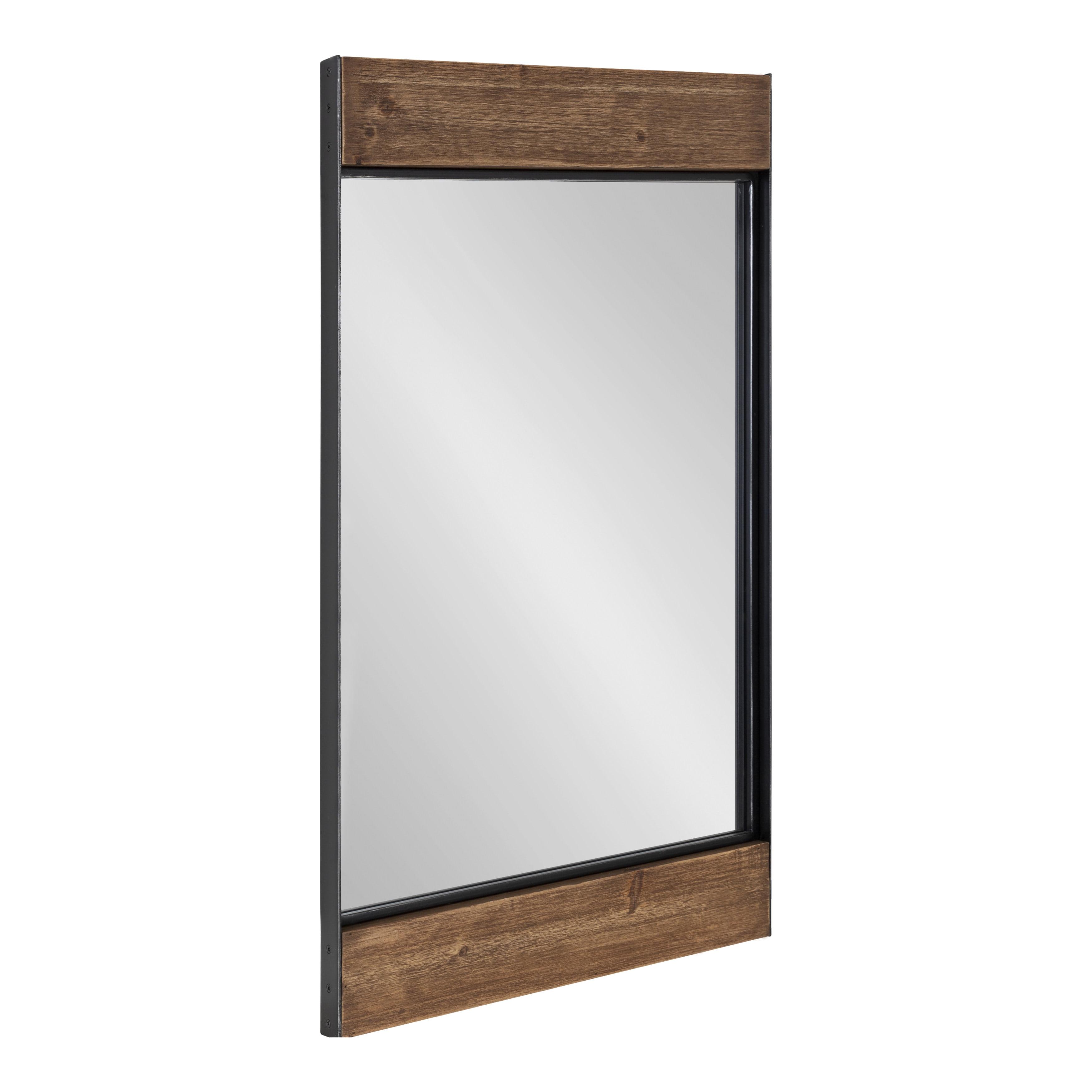 Rustic Brown and Black Rectangular Wood Wall Mirror