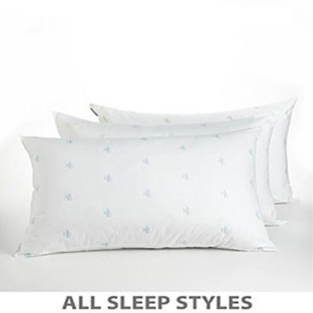 Extra Firm White Cotton Standard Pillow with Synthetic Fiberfill