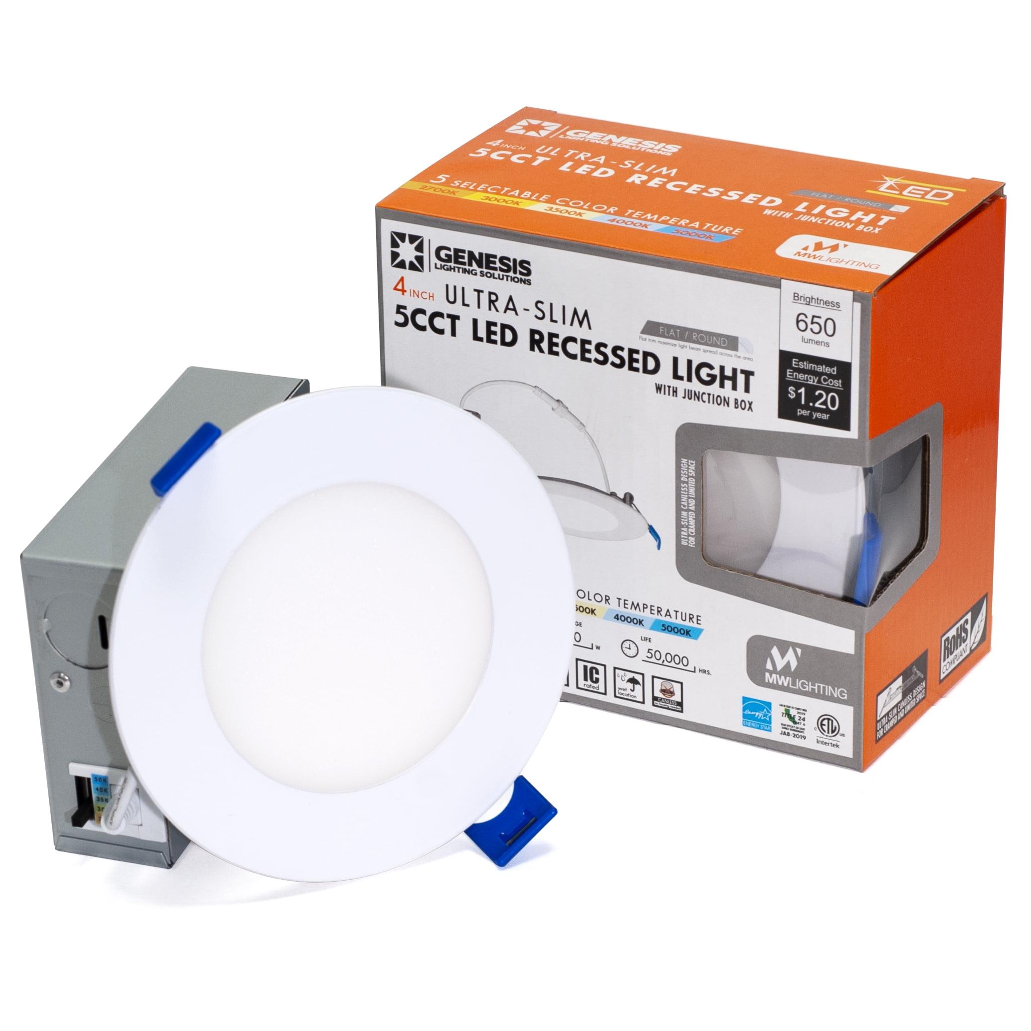 4'' White Ultra-Slim Dimmable LED Recessed Lighting Kit