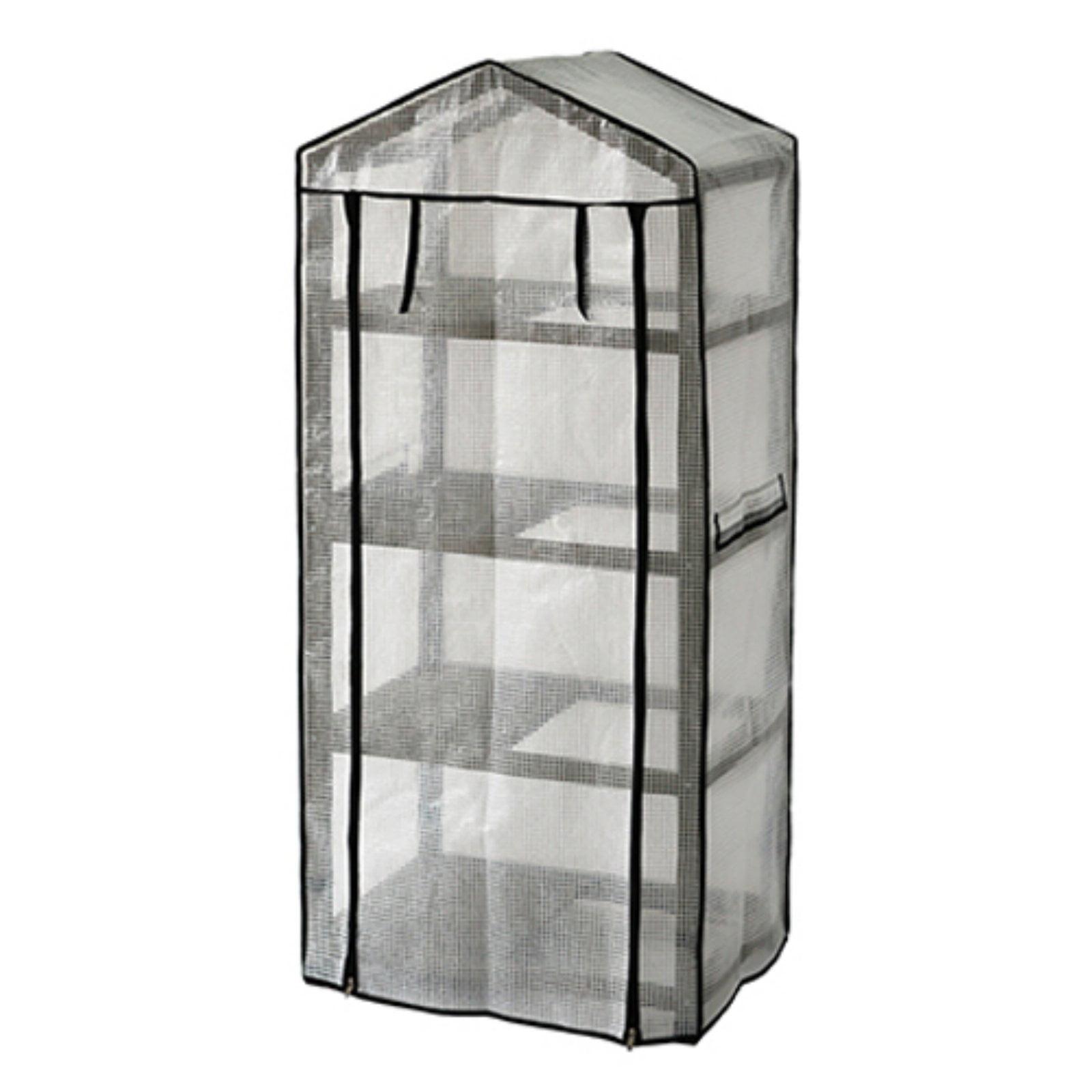 Compact 2'x5' Gray Wooden Mini Greenhouse with Adjustable Shelves