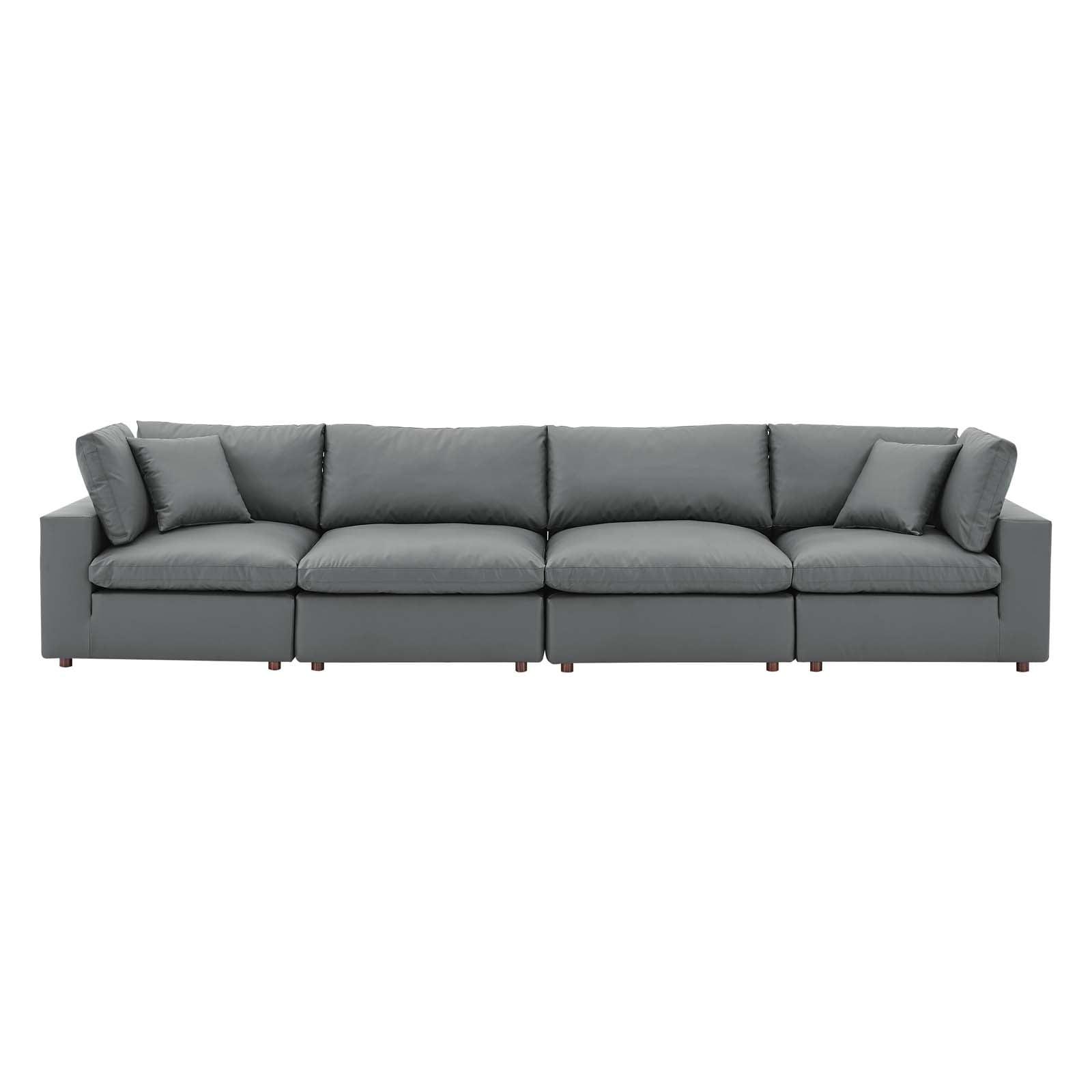 Modway Commix Down Filled Overstuffed Vegan Leather 4-Seater Sofa