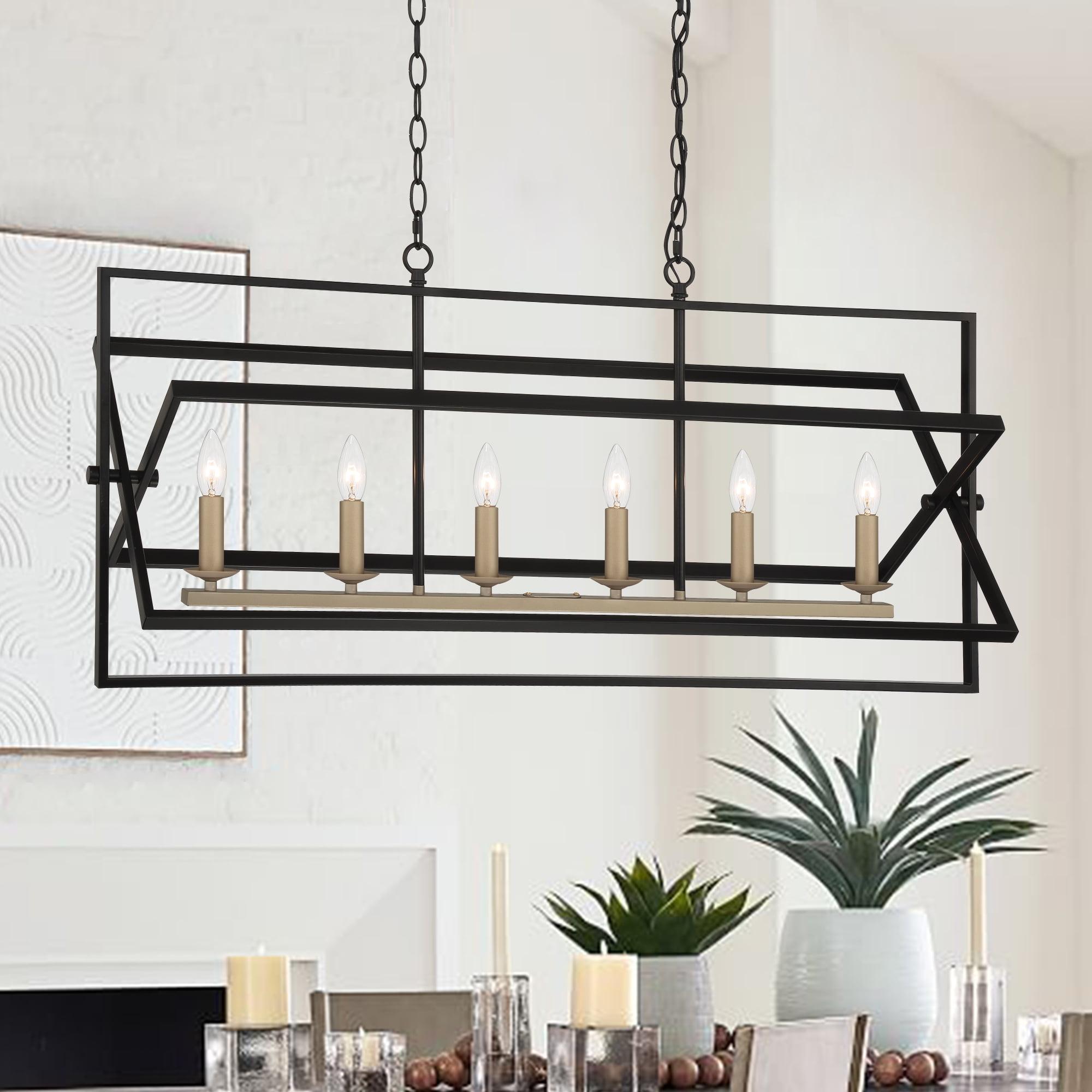 Modern Rotatable Black Metal Kitchen Island Pendant with Candle Lights