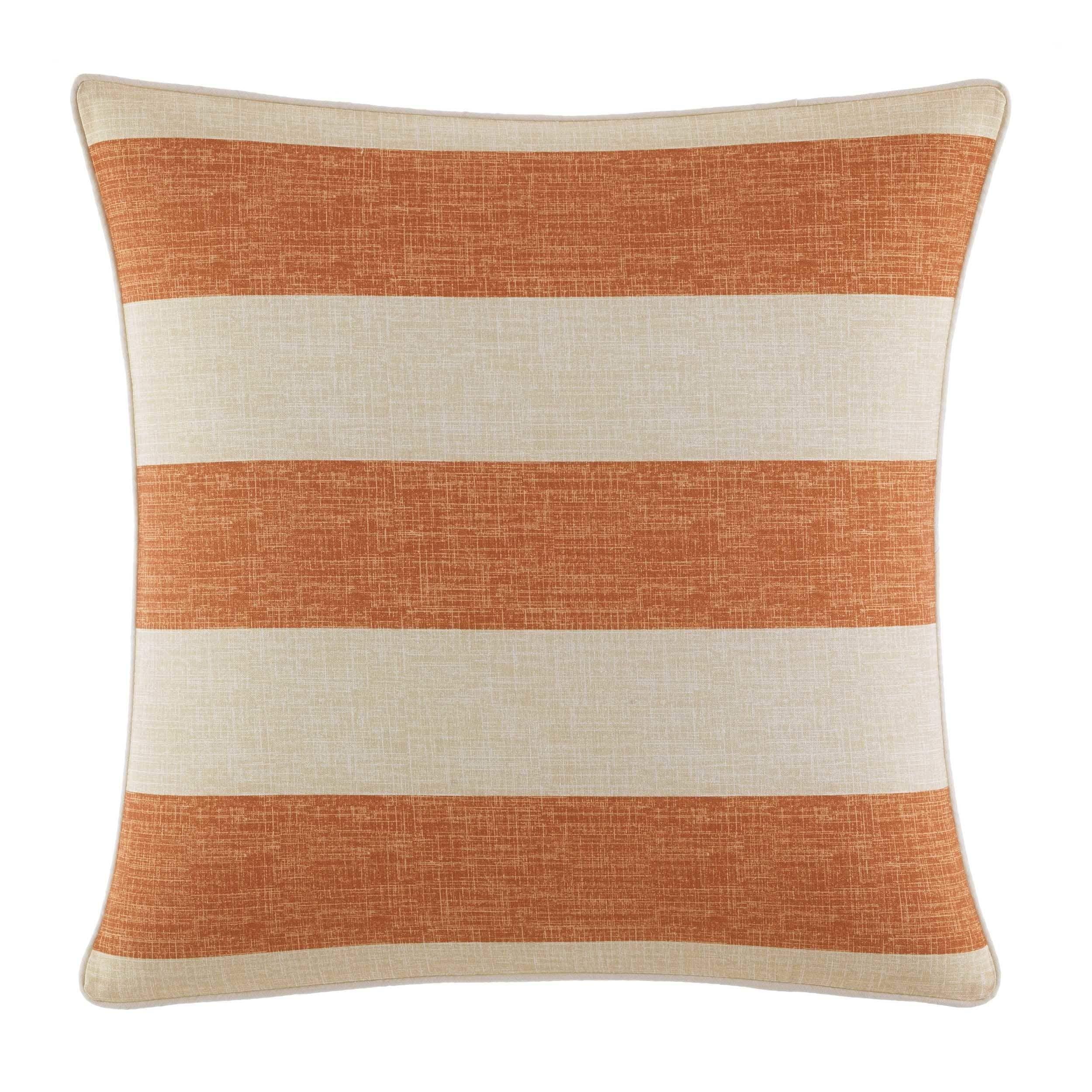 Island Elegance Embroidered Orange Stripe 18" Square Throw Pillow